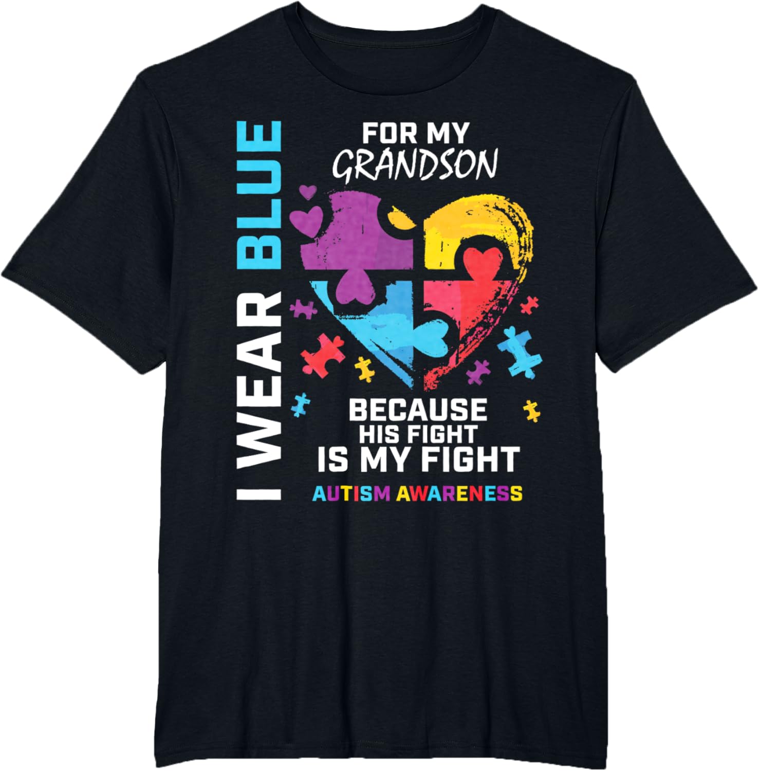 Grandma Grandpa I Wear Blue For My Grandson Autism Awareness