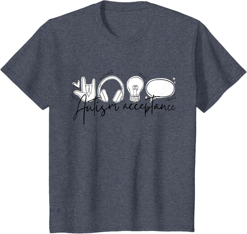 Autism Awareness Acceptance Shirt Support Mom Women Kid