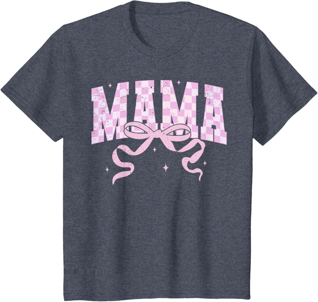Retro Checkered Mama Coquette Mother's Day Pink Bow