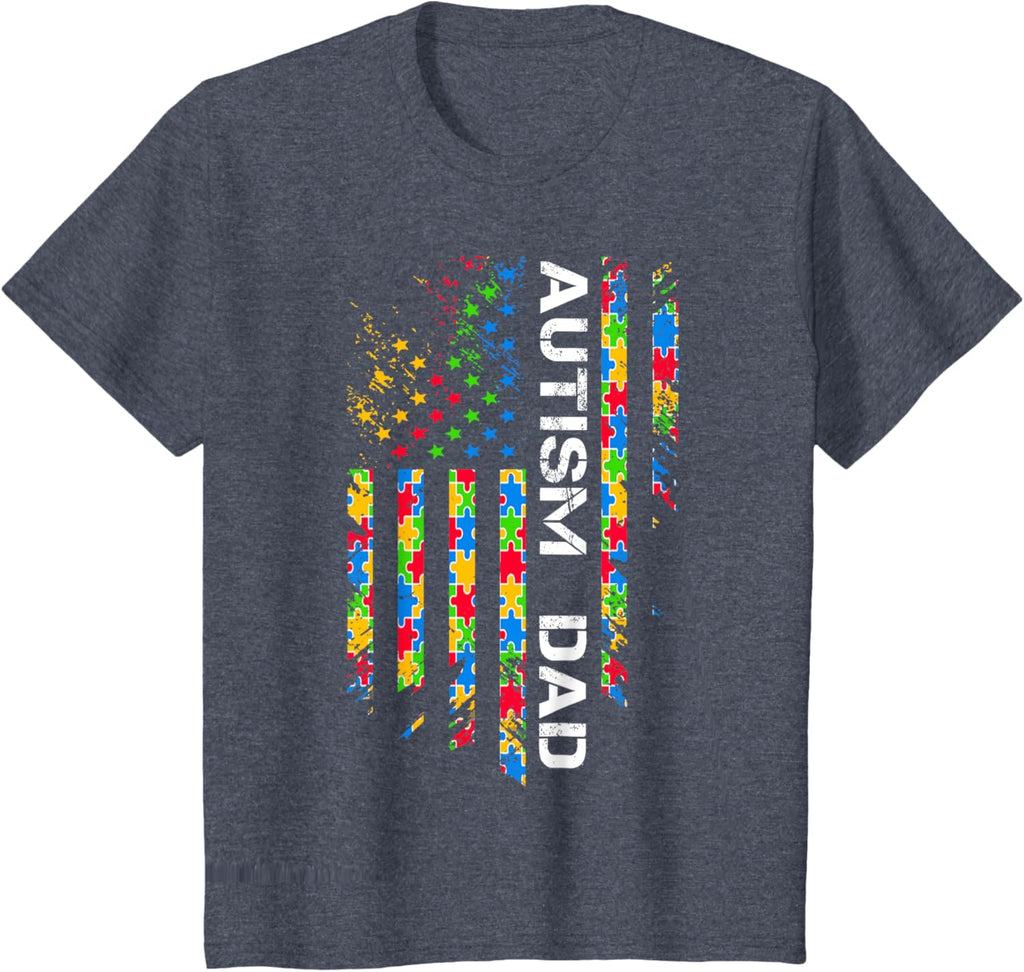 Autism Dad Awareness American Flag USA