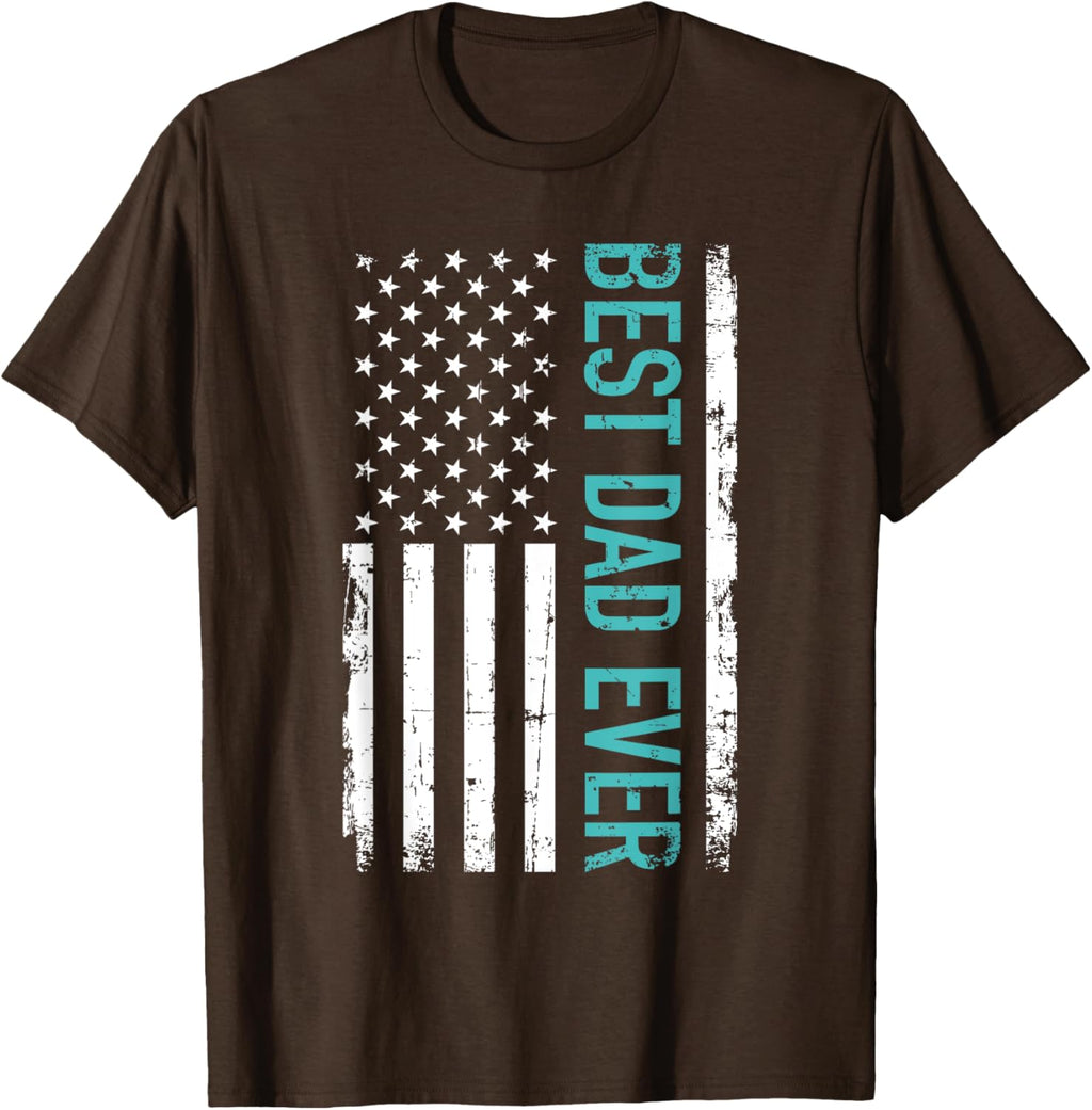 Father's day Best dad ever with US american flag Short Sleeve