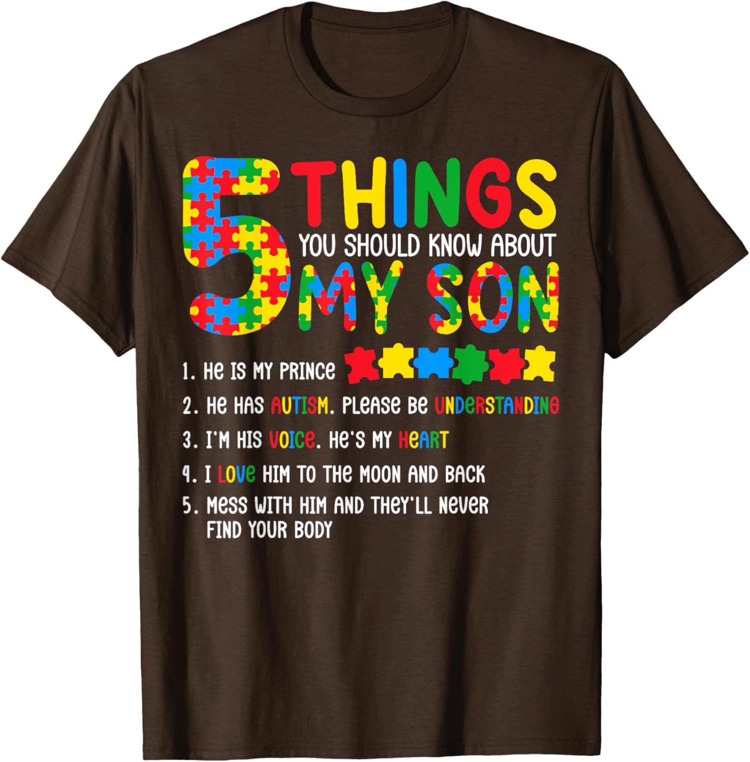 Autism Awareness Shirt 5 Things You Should Know About My Son