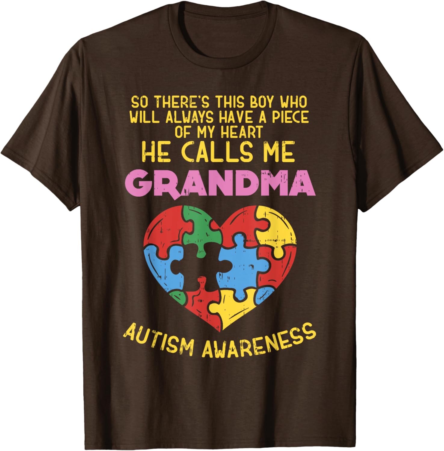 Grandma Autism Awareness Shirt Austistic Boy Piece My Heart