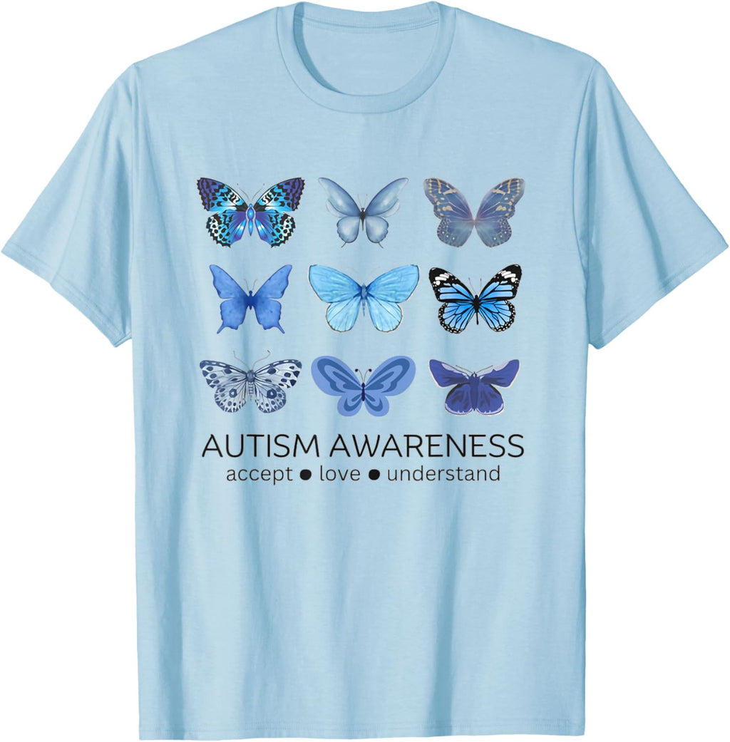 Women In April We Wear Blue Butterfly Autism Mental Health