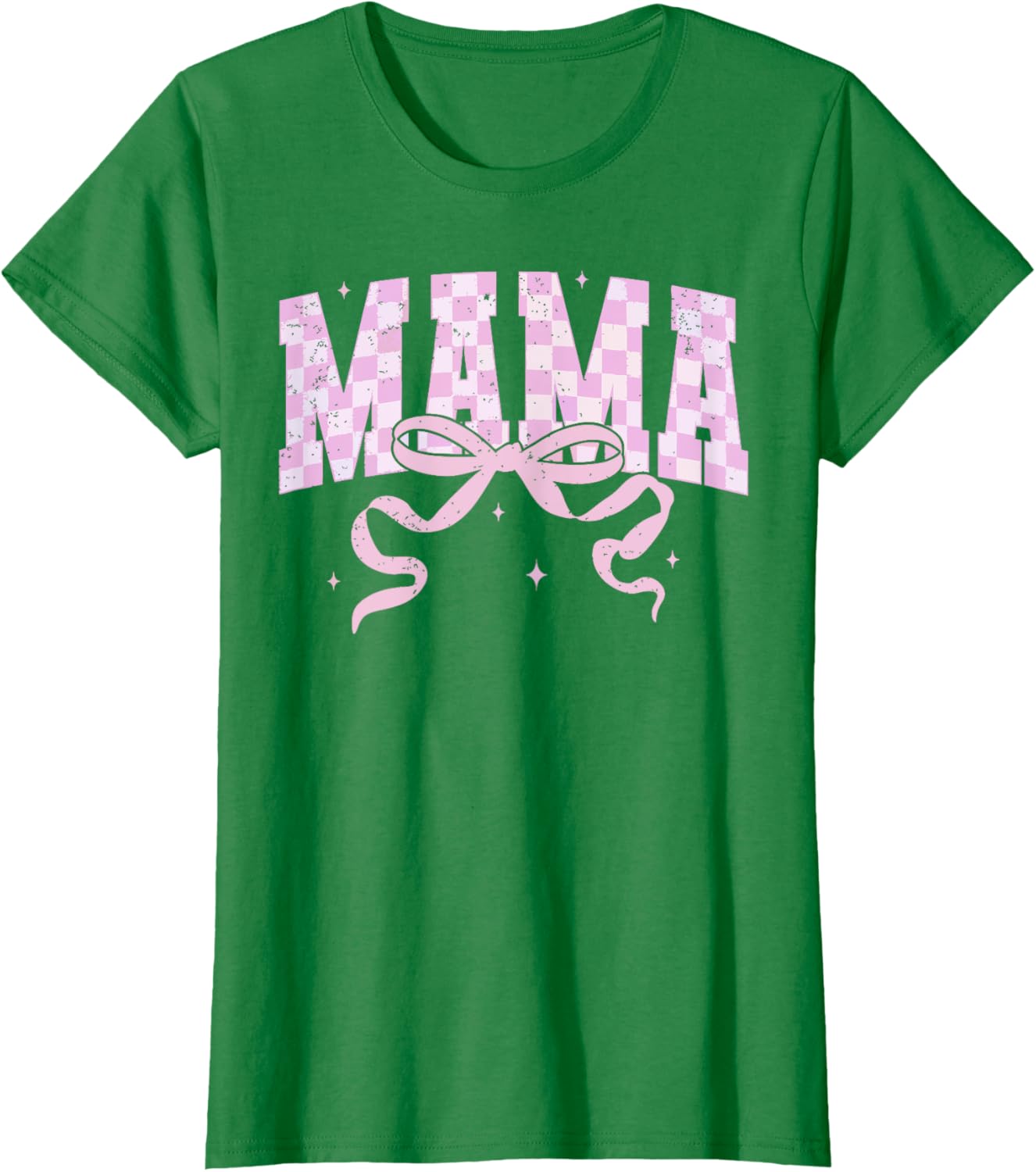 Retro Checkered Mama Coquette Mother's Day Pink Bow