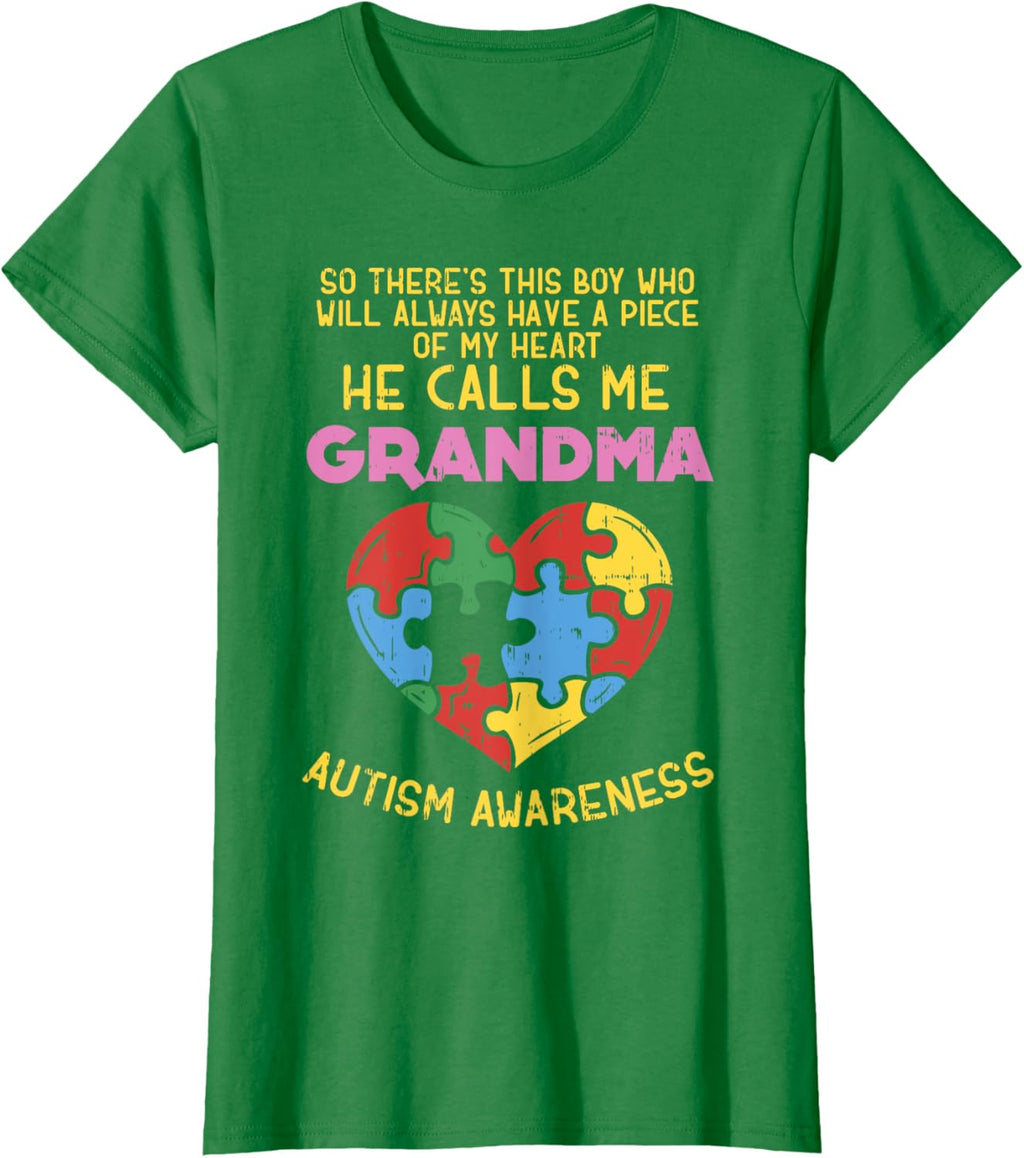 Grandma Autism Awareness Shirt Austistic Boy Piece My Heart