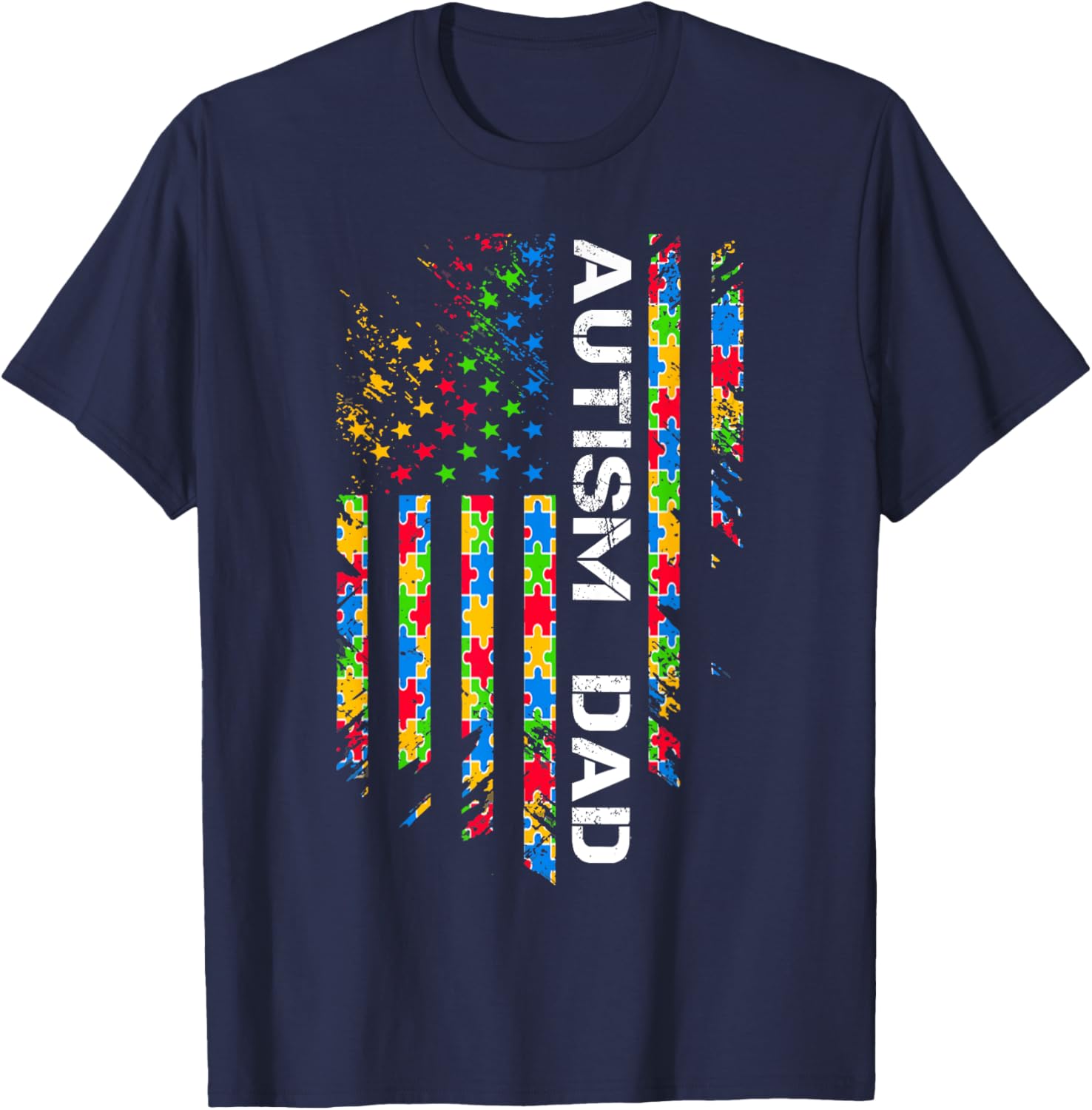 Autism Dad Awareness American Flag USA