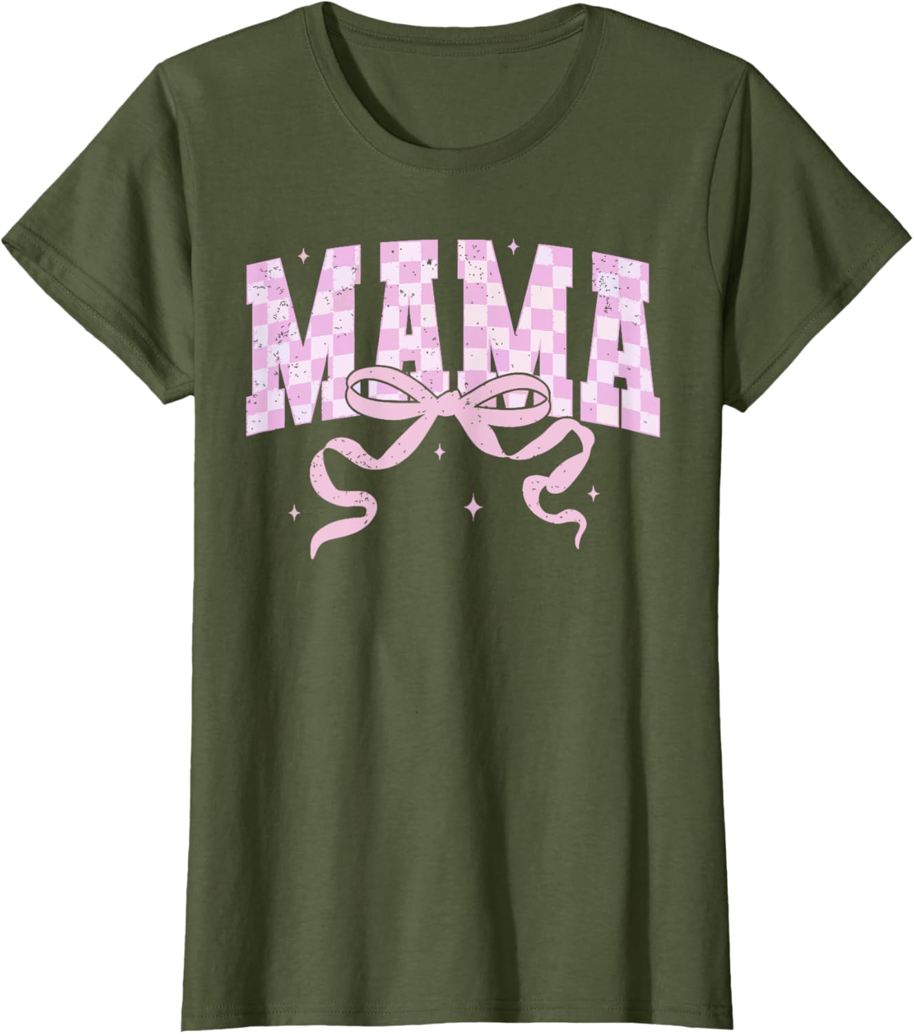 Retro Checkered Mama Coquette Mother's Day Pink Bow