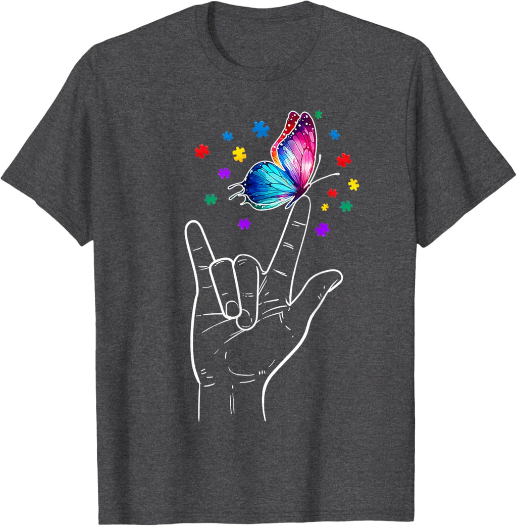 I Love You Hand Sign Language Butterfly Autism Awareness