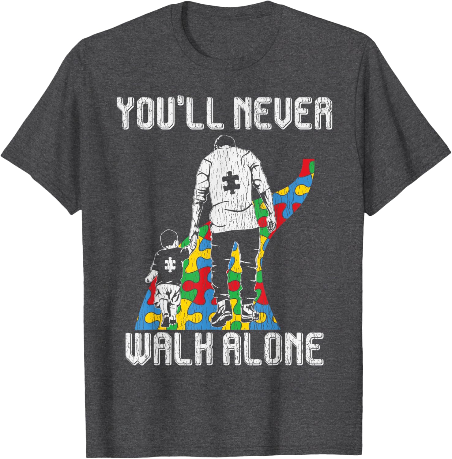 Vintage Father Son Family Autistic Kids Autism Awareness Dad