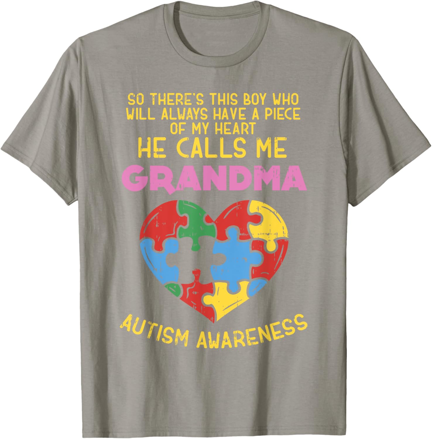 Grandma Autism Awareness Shirt Austistic Boy Piece My Heart