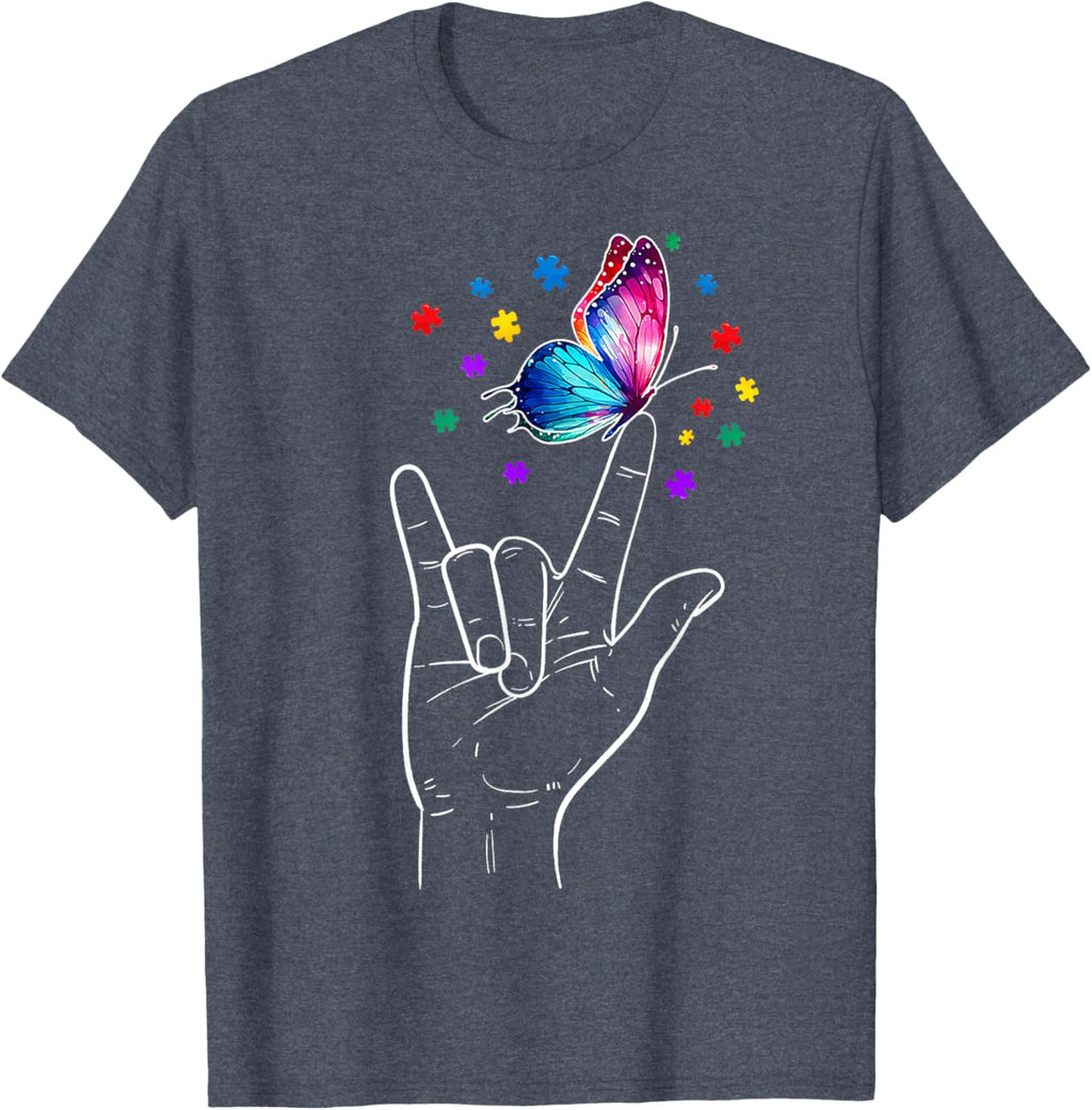 I Love You Hand Sign Language Butterfly Autism Awareness