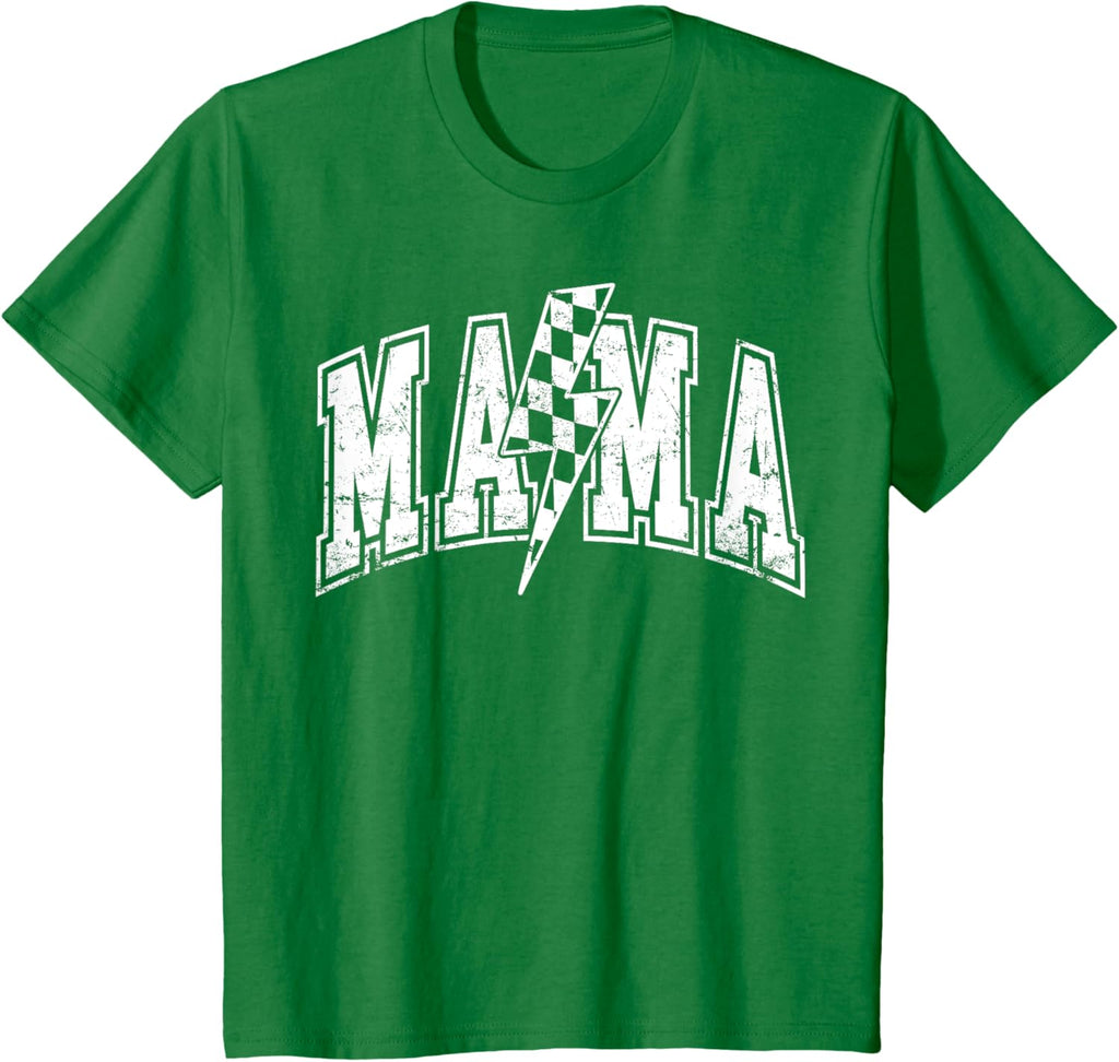 Mama Lightning Bolt Checkered Varsity Mom Women Mother's Day Mother Shirt