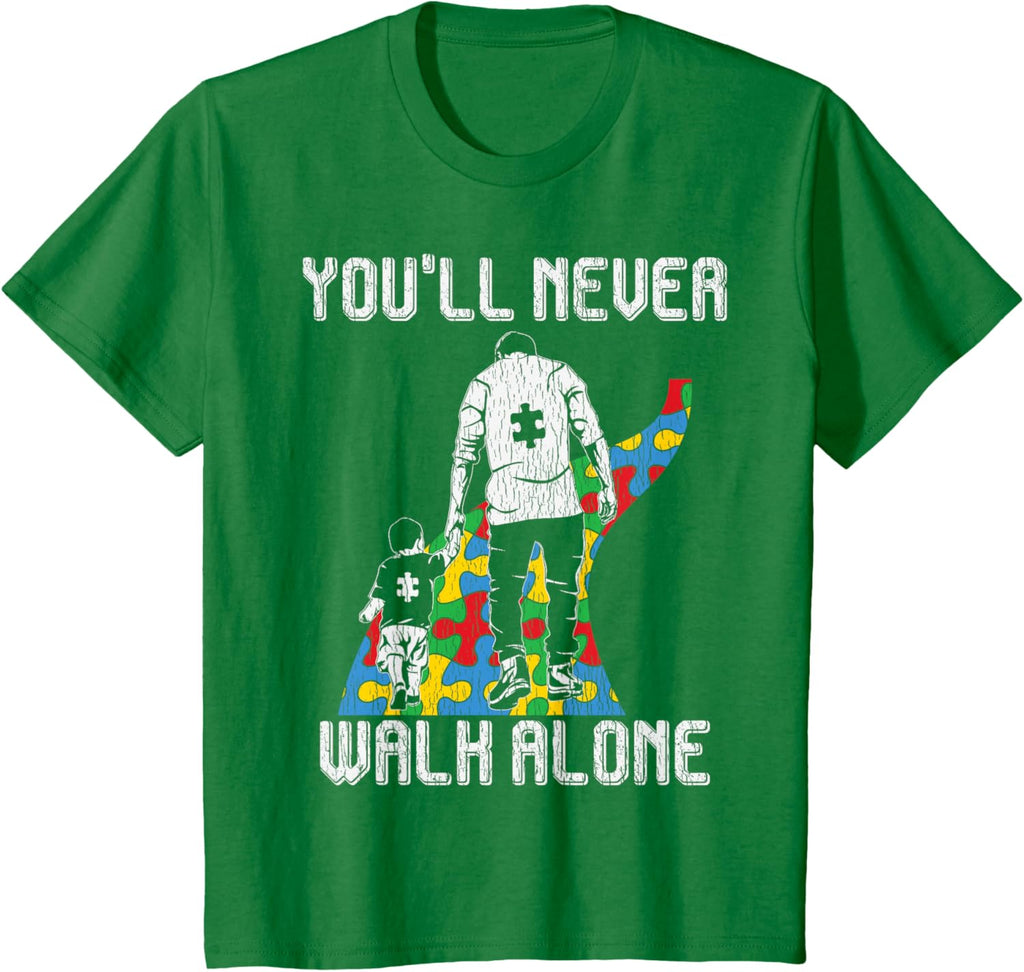 Vintage Father Son Family Autistic Kids Autism Awareness Dad