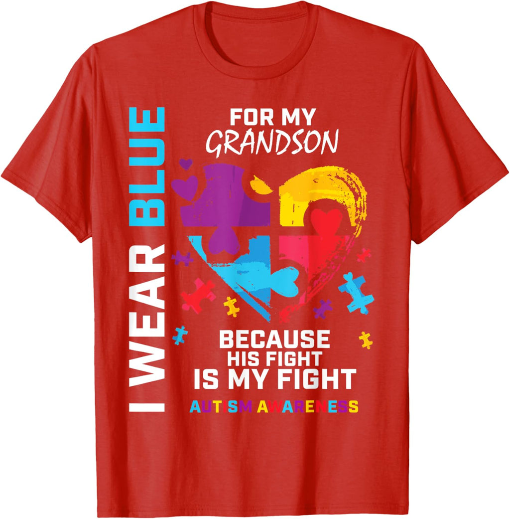 Grandma Grandpa I Wear Blue For My Grandson Autism Awareness
