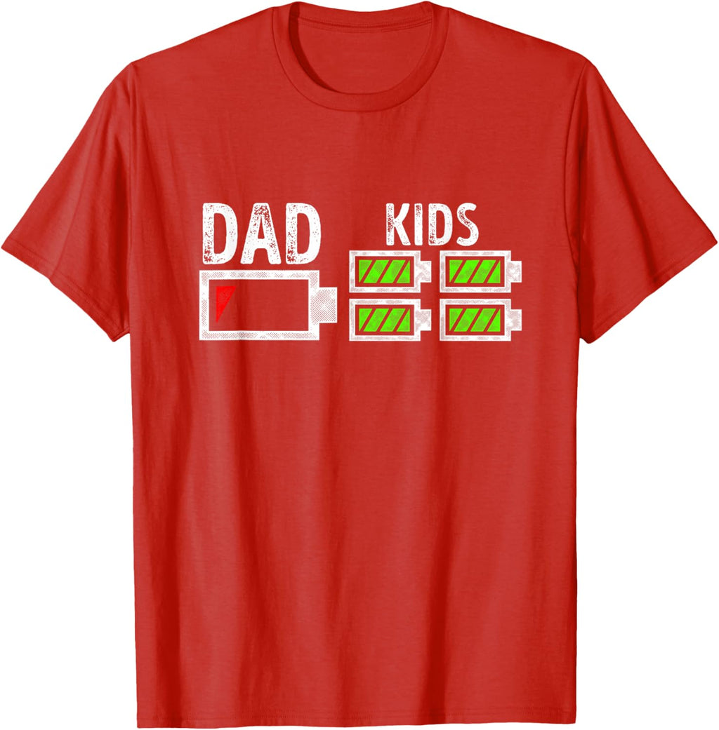Dad of Four Low Battery Funny Father of 4 Kids Dad