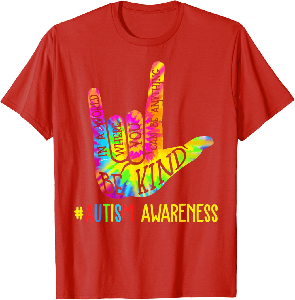 Be Kind ASL Love Sign Language Hand Autism Awareness Tie Dye