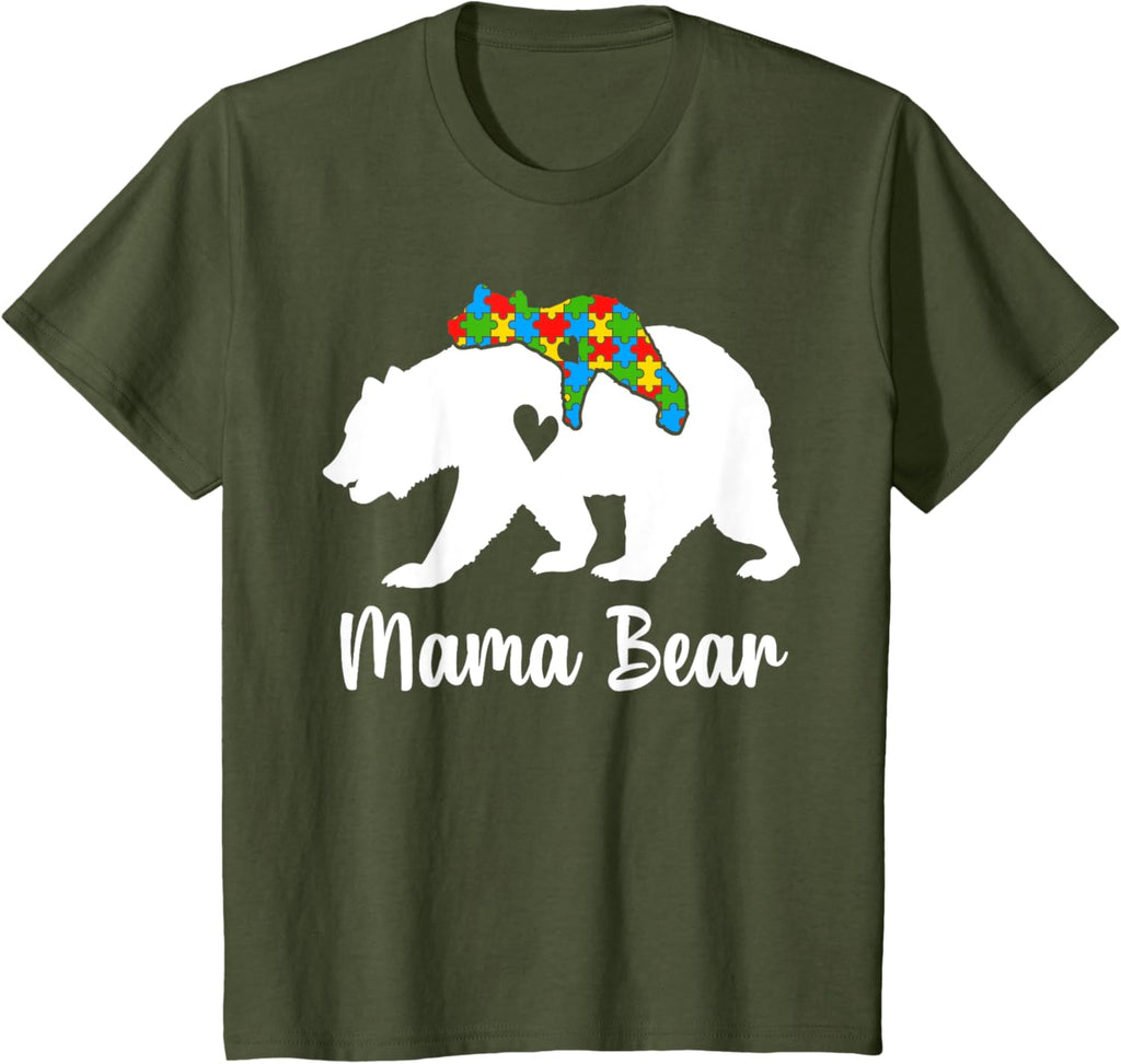 Mama Bear Love Support Autism Awareness Bear Family