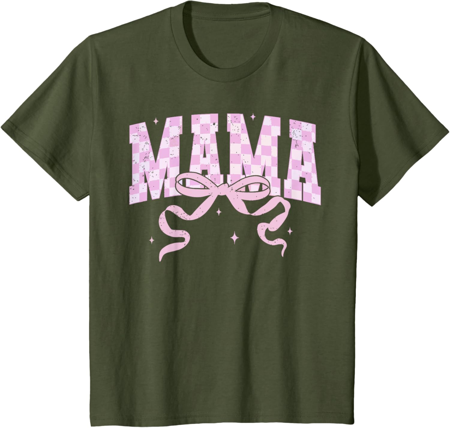 Retro Checkered Mama Coquette Mother's Day Pink Bow