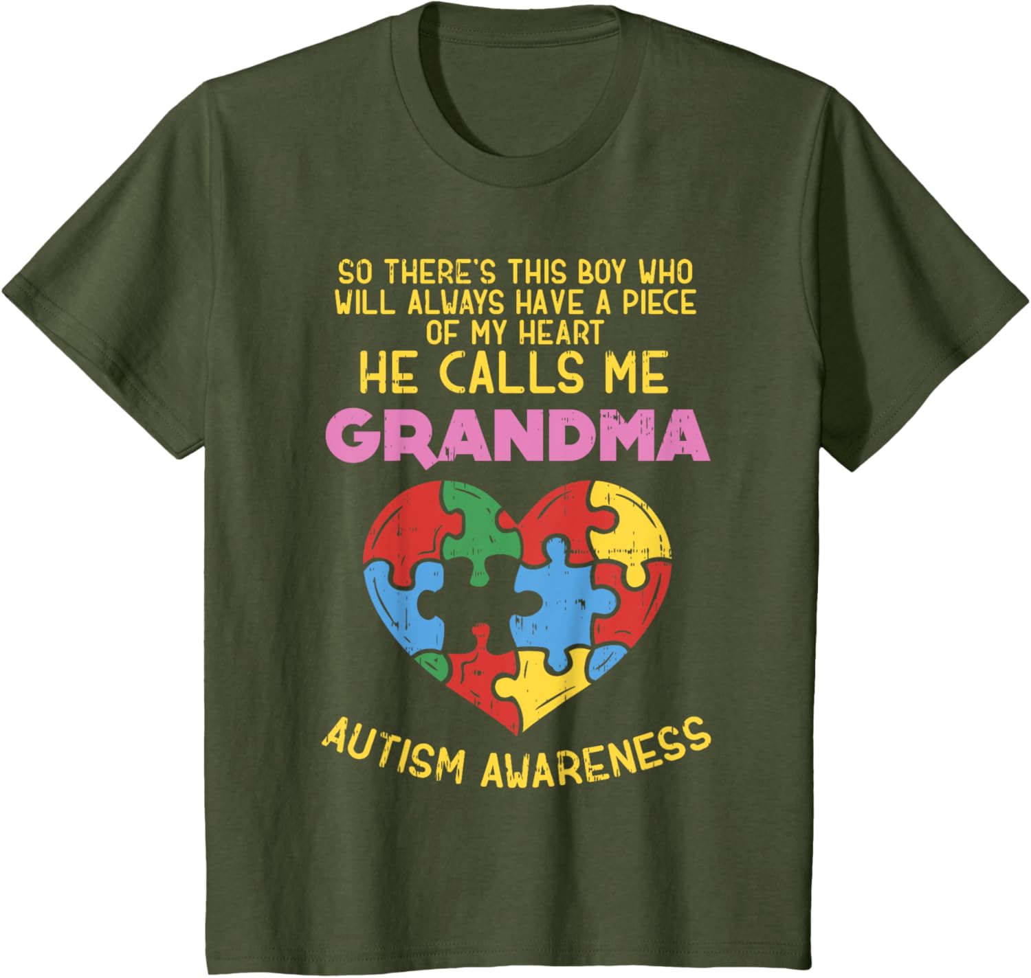 Grandma Autism Awareness Shirt Austistic Boy Piece My Heart
