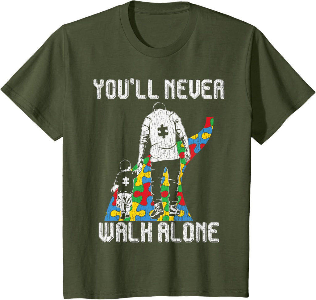 Vintage Father Son Family Autistic Kids Autism Awareness Dad