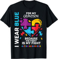 Grandma Grandpa I Wear Blue For My Grandson Autism Awareness