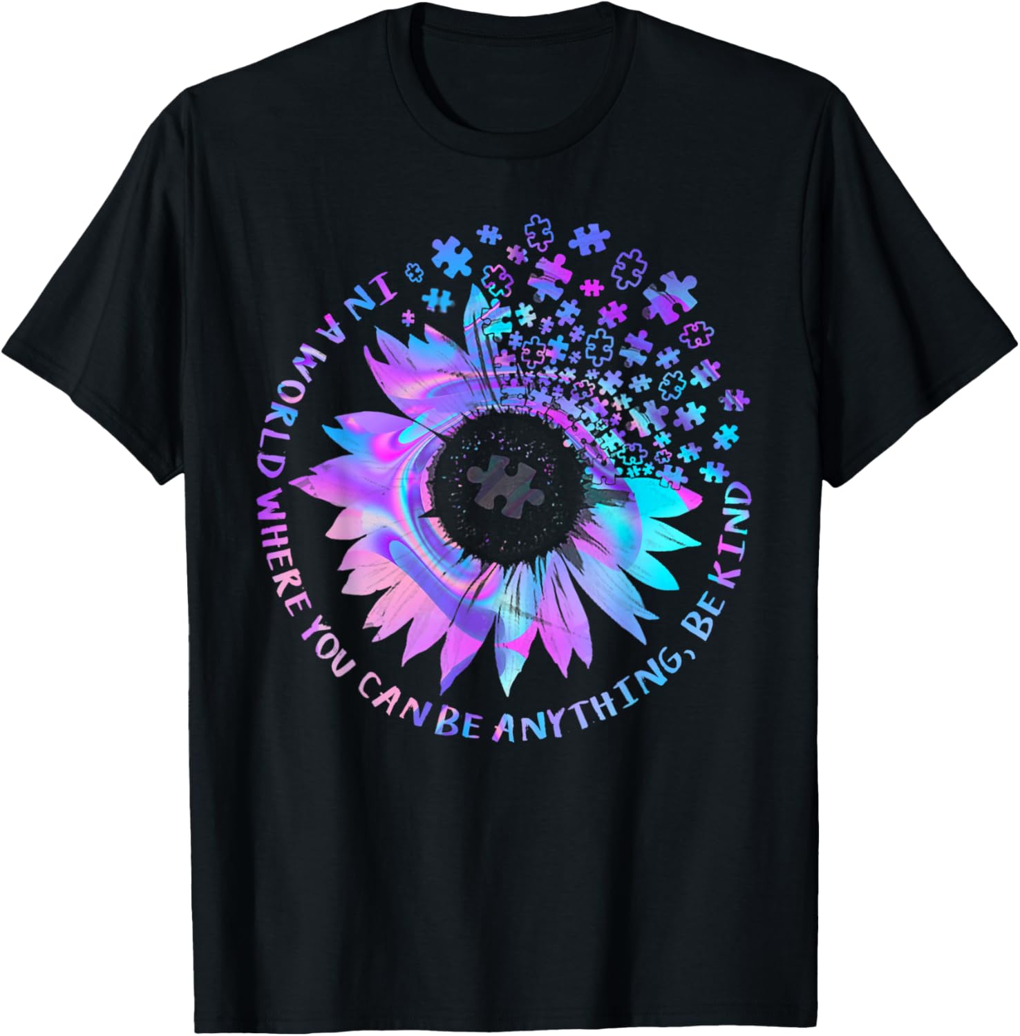 Be Kind Autism Awareness Kindness Sunflower Tie Dye Puzzle