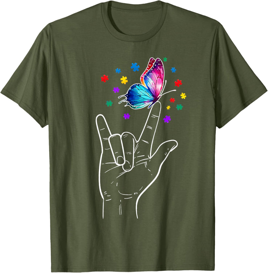 I Love You Hand Sign Language Butterfly Autism Awareness