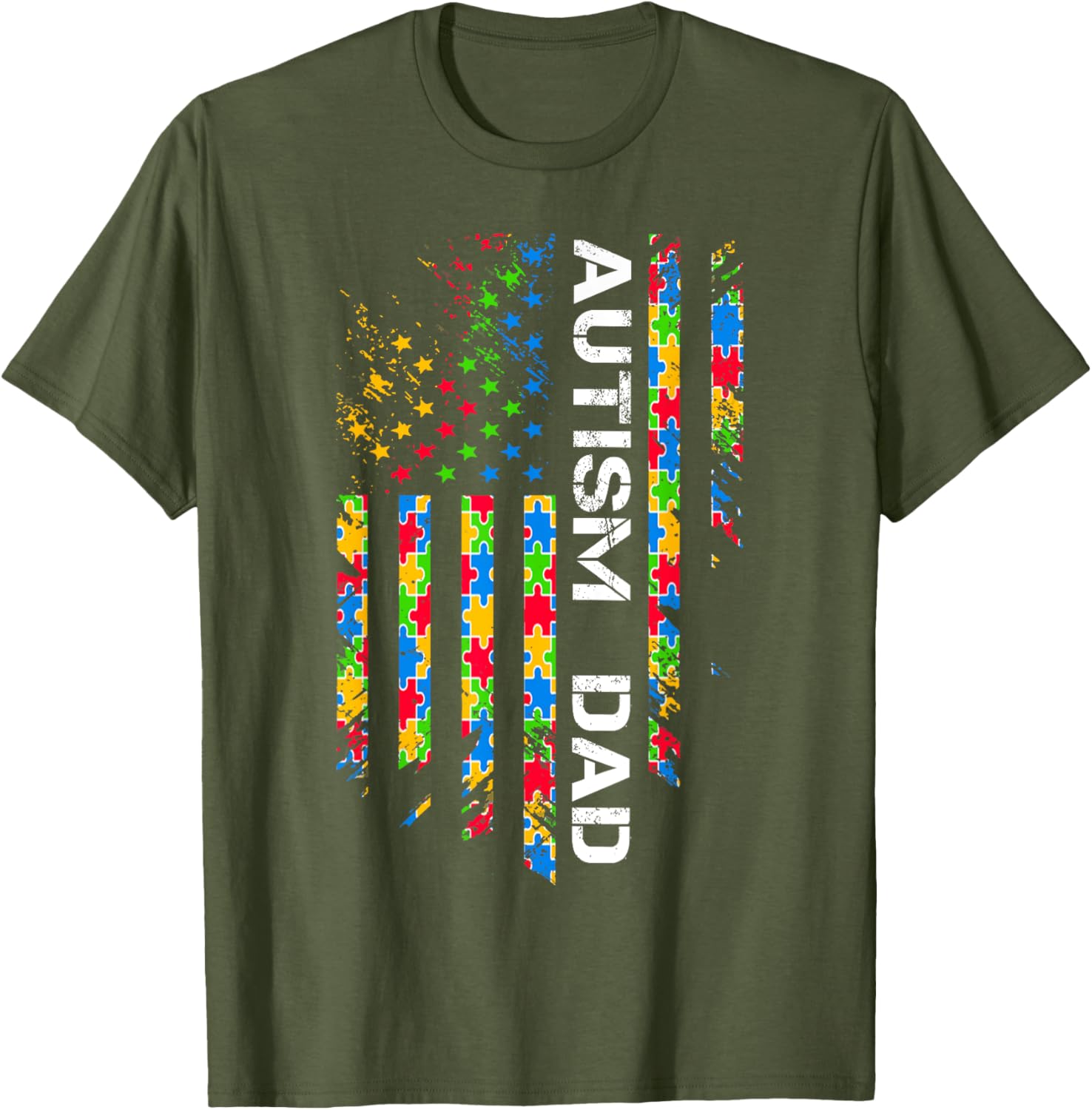 Autism Dad Awareness American Flag USA