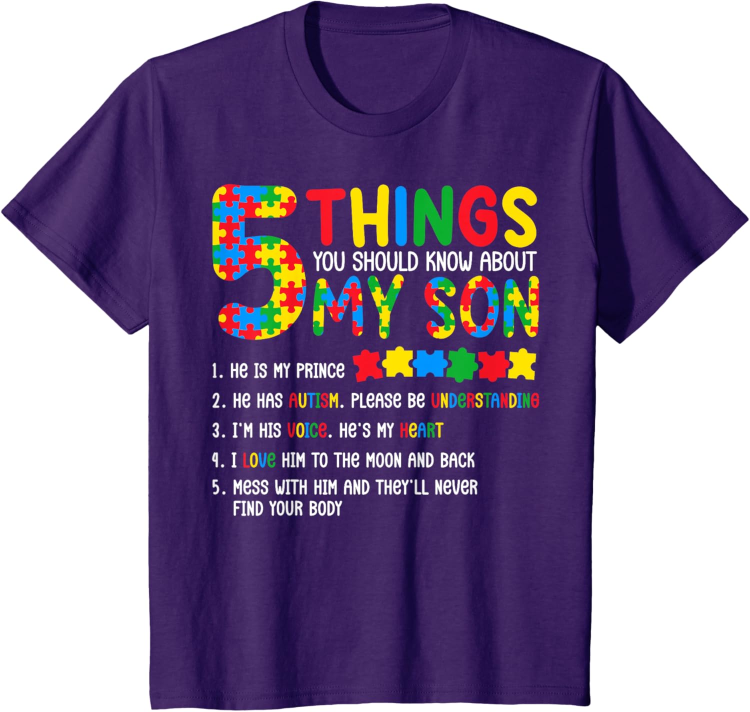 Autism Awareness Shirt 5 Things You Should Know About My Son