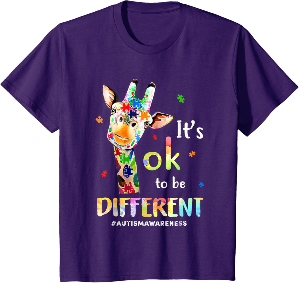 Autism Awareness Cute Giraffe Animal Its Ok To Be Different