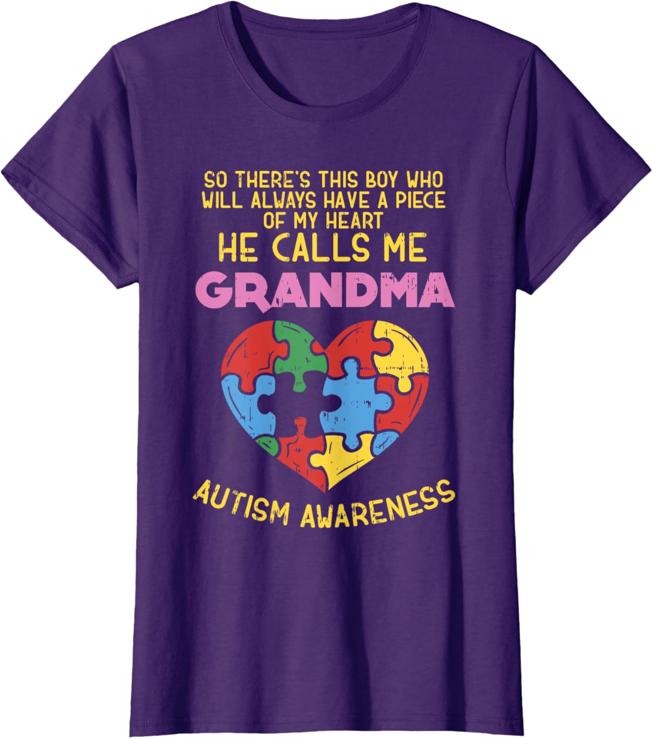 Grandma Autism Awareness Shirt Austistic Boy Piece My Heart