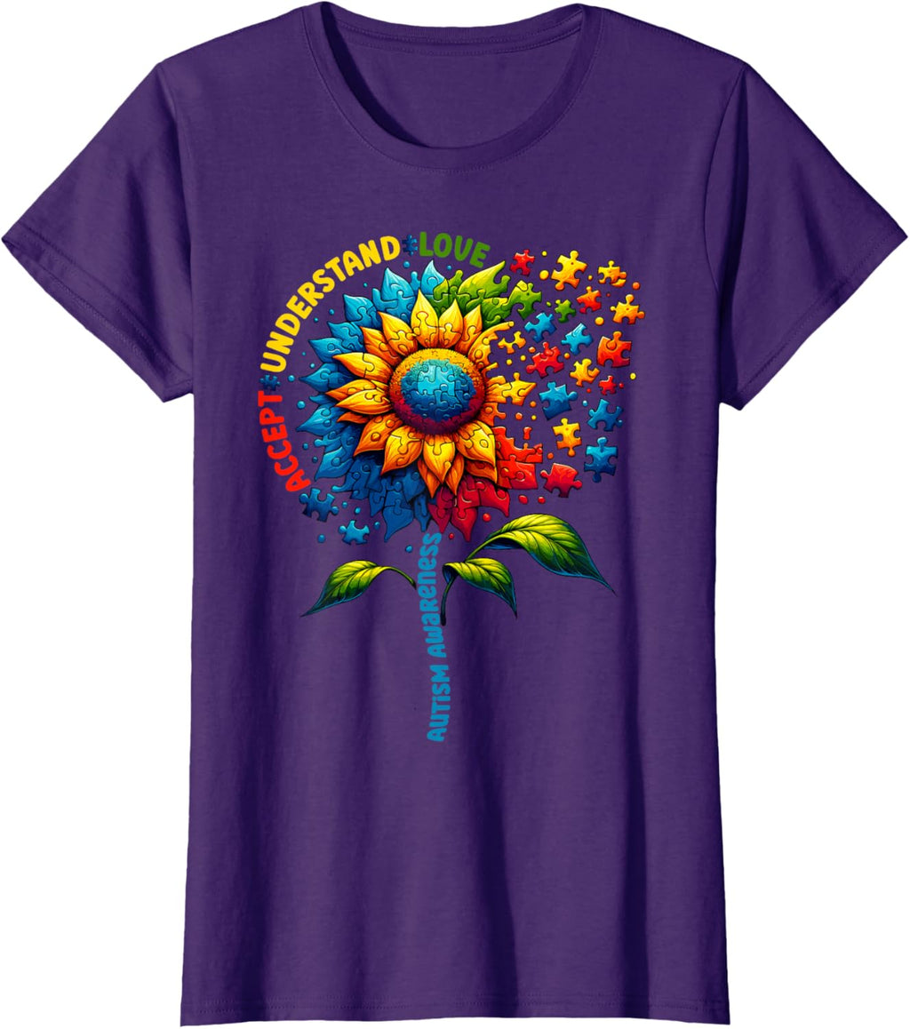 Autism Awareness Sunflower Men Women kids Autism Sunflower