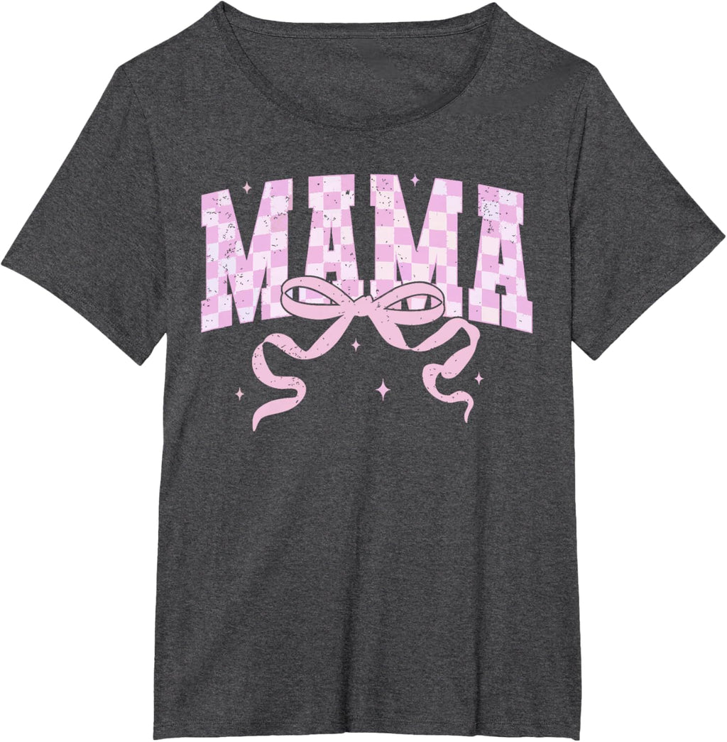 Retro Checkered Mama Coquette Mother's Day Pink Bow