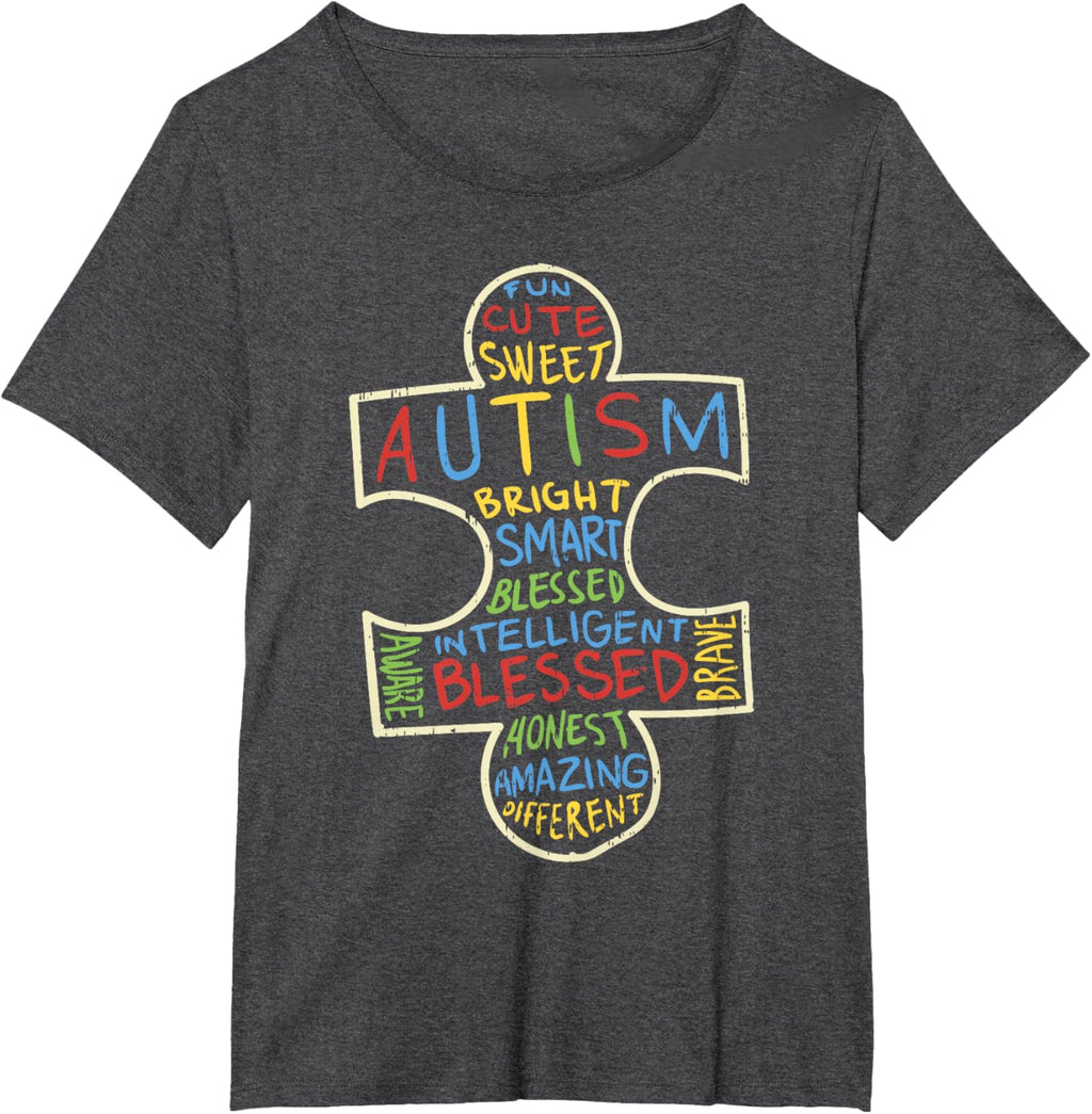 Autism Awareness Shirt Puzzle Piece Words Autistic Gift