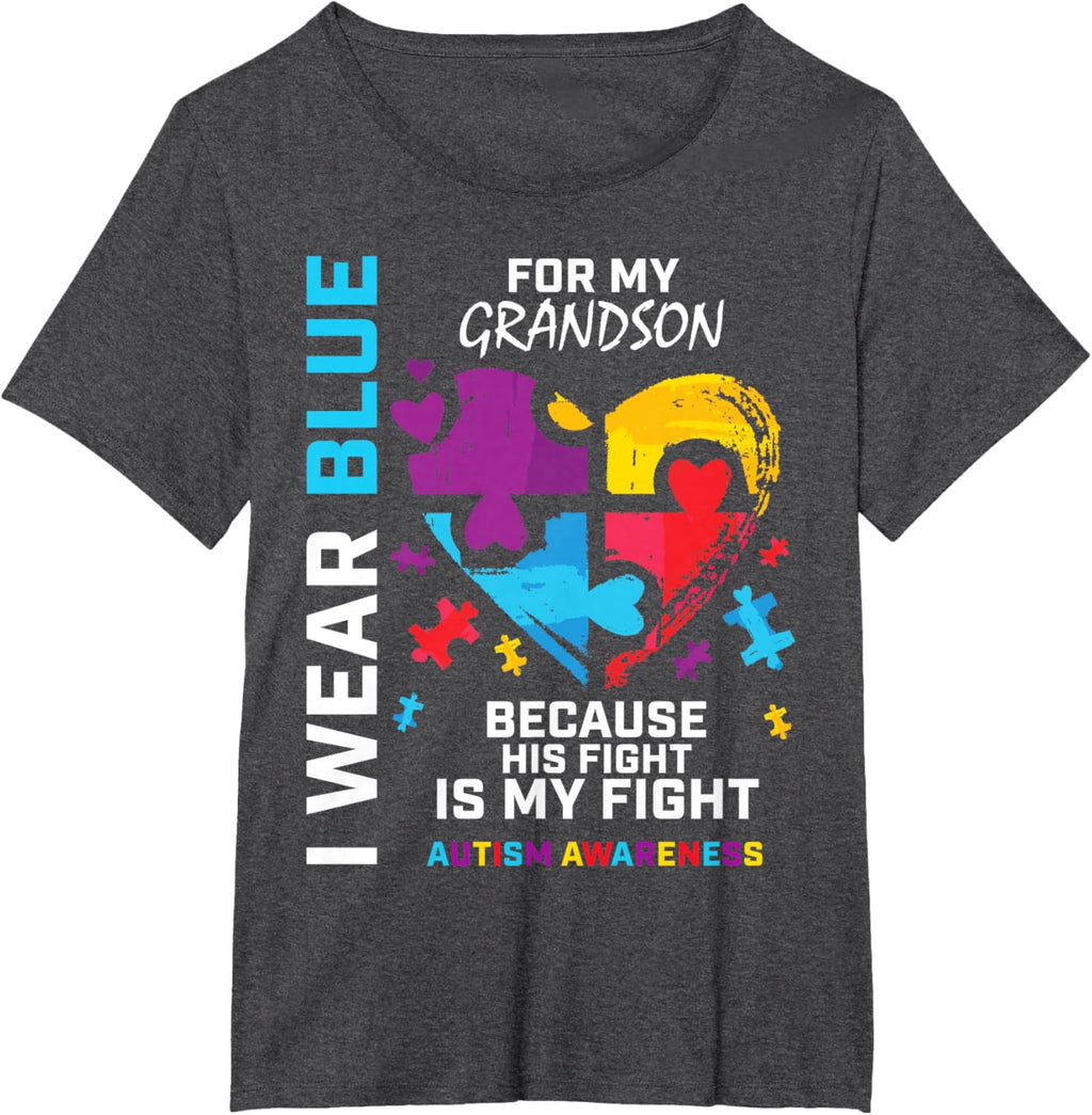 Grandma Grandpa I Wear Blue For My Grandson Autism Awareness