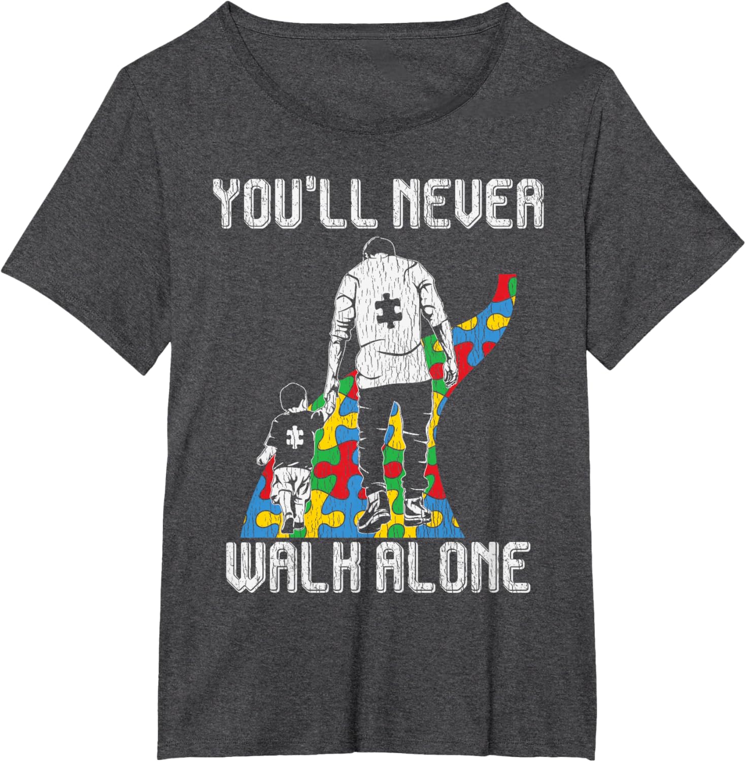 Vintage Father Son Family Autistic Kids Autism Awareness Dad