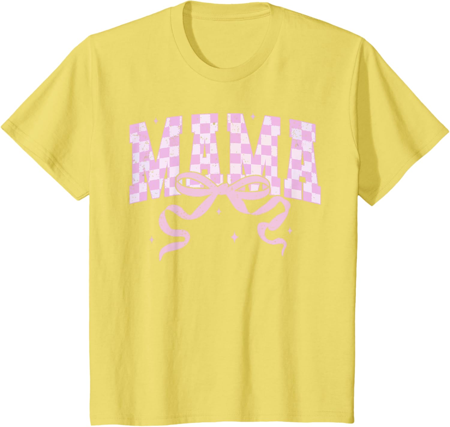 Retro Checkered Mama Coquette Mother's Day Pink Bow