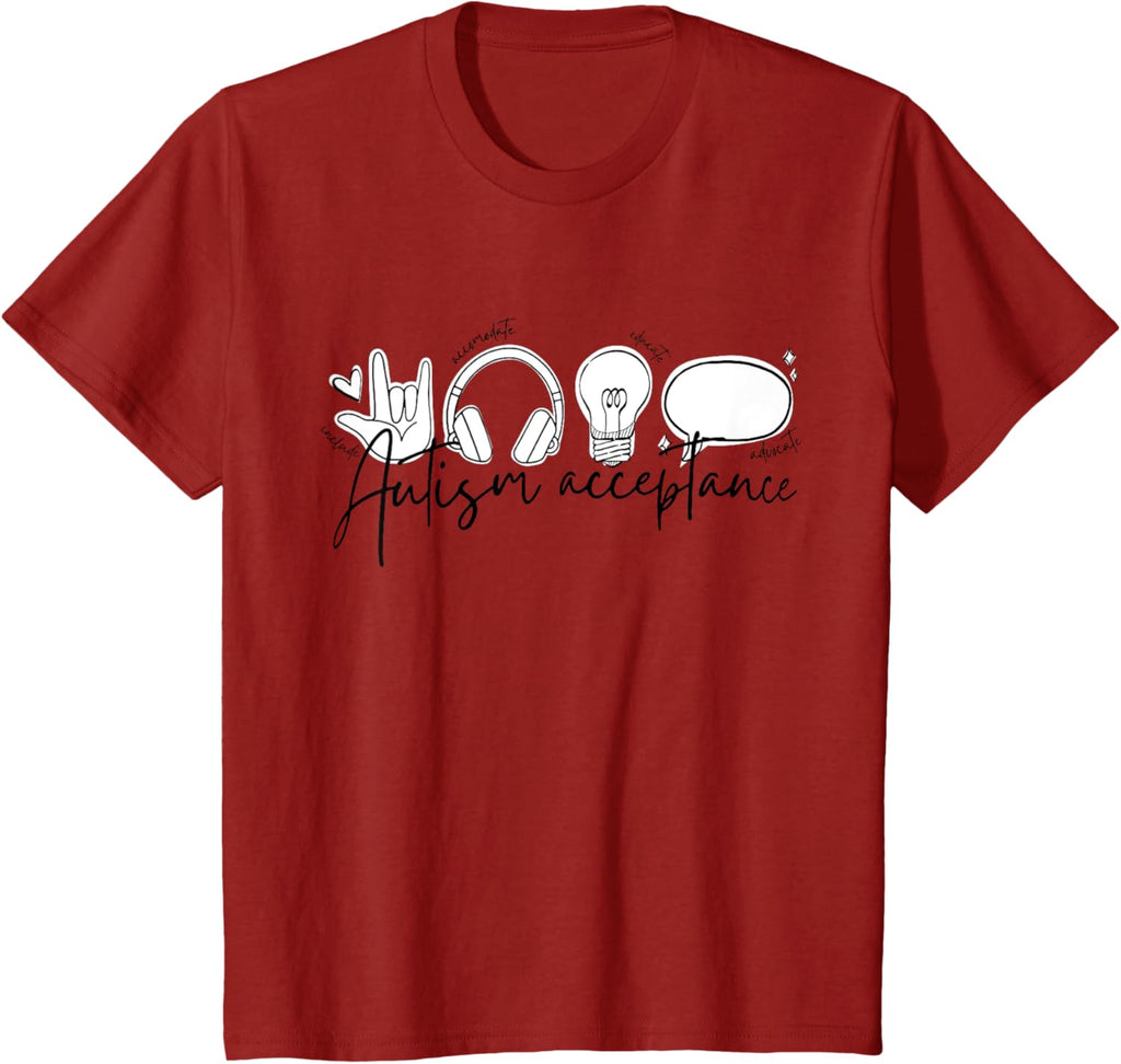 Autism Awareness Acceptance Shirt Support Mom Women Kid