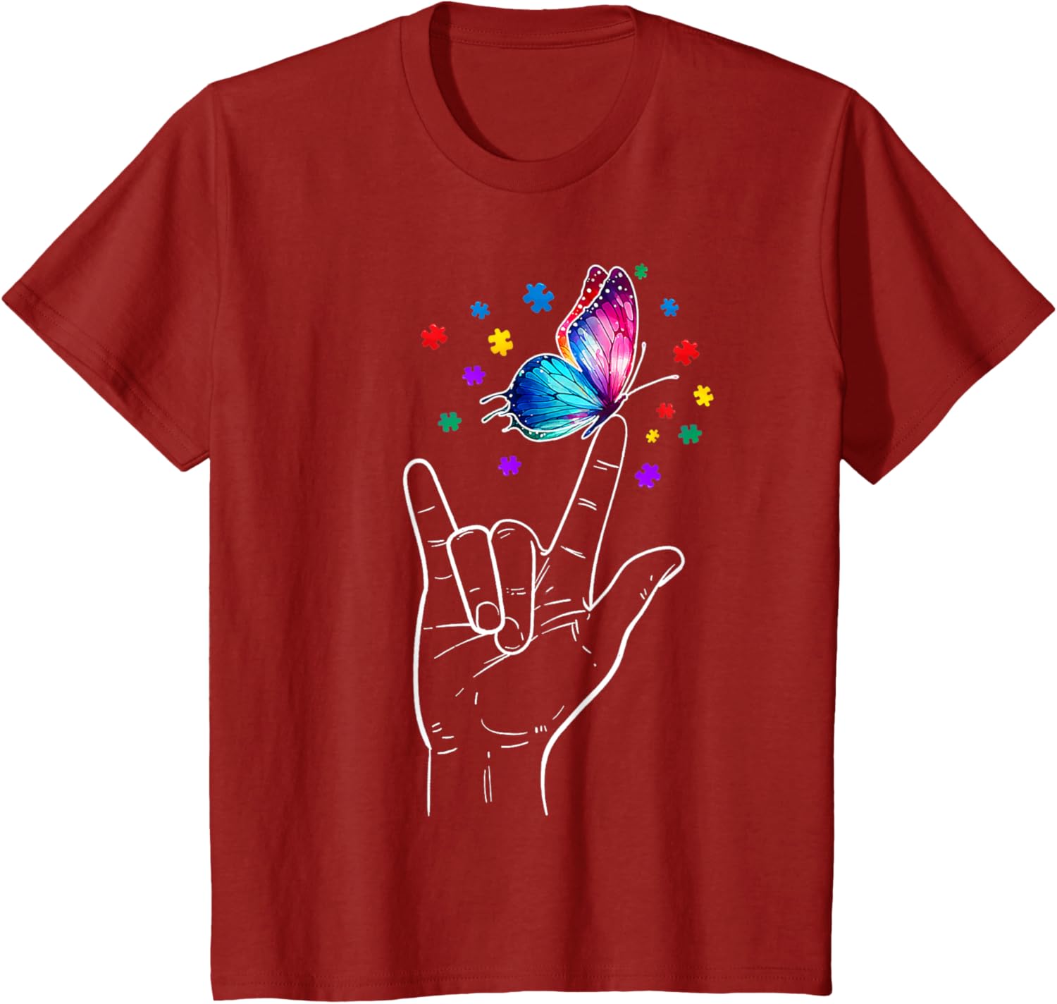 I Love You Hand Sign Language Butterfly Autism Awareness