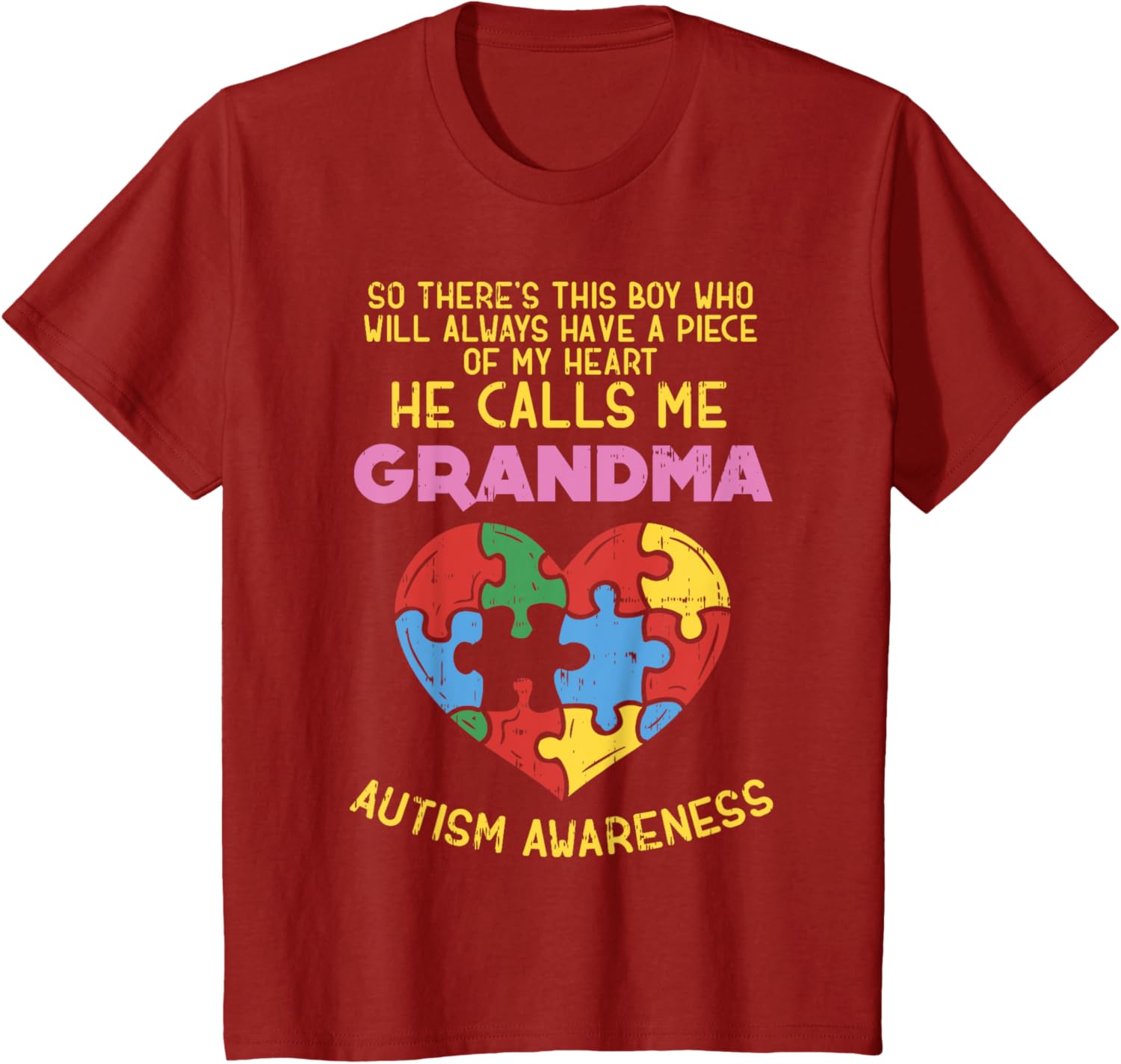 Grandma Autism Awareness Shirt Austistic Boy Piece My Heart