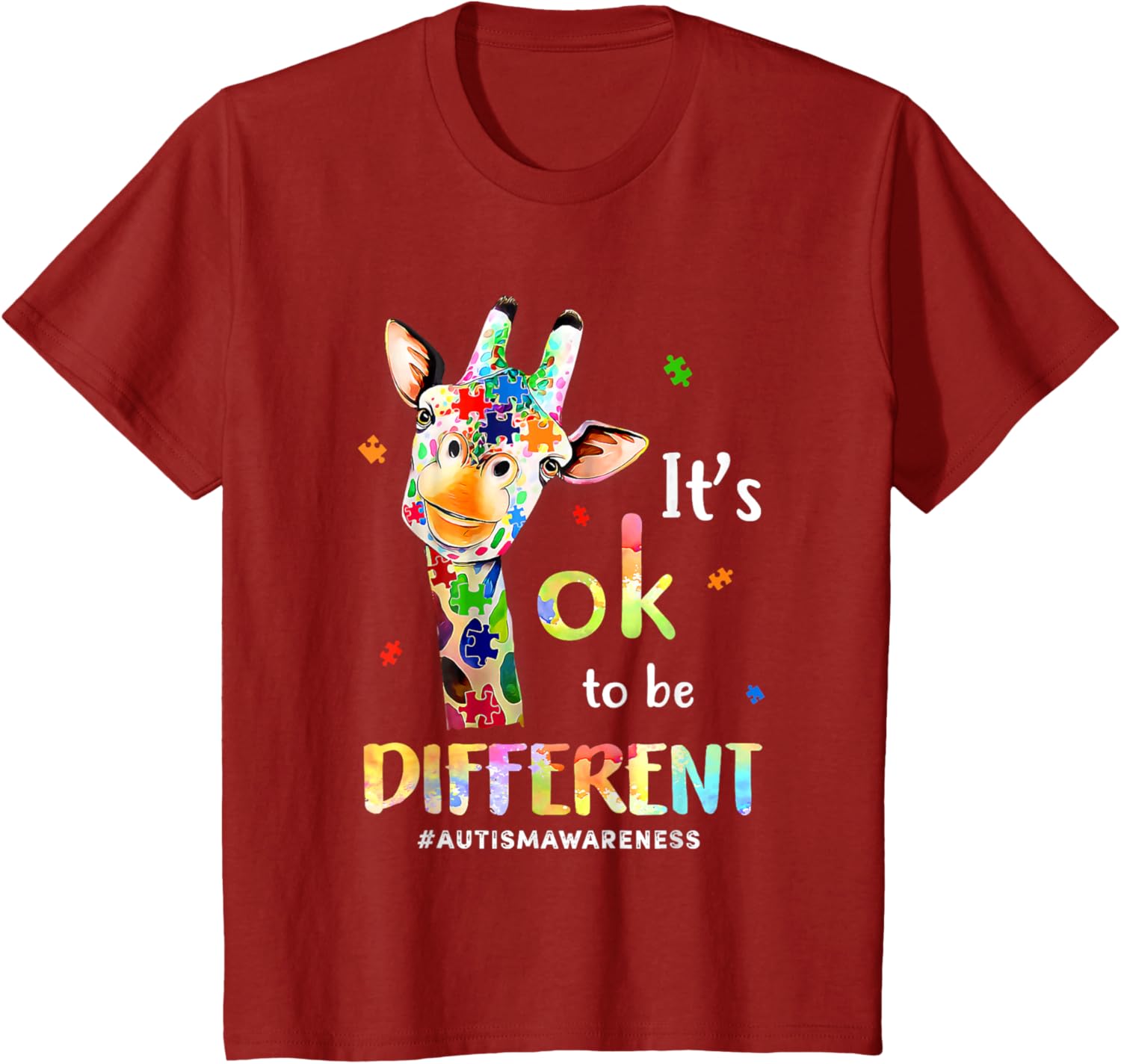 Autism Awareness Cute Giraffe Animal Its Ok To Be Different