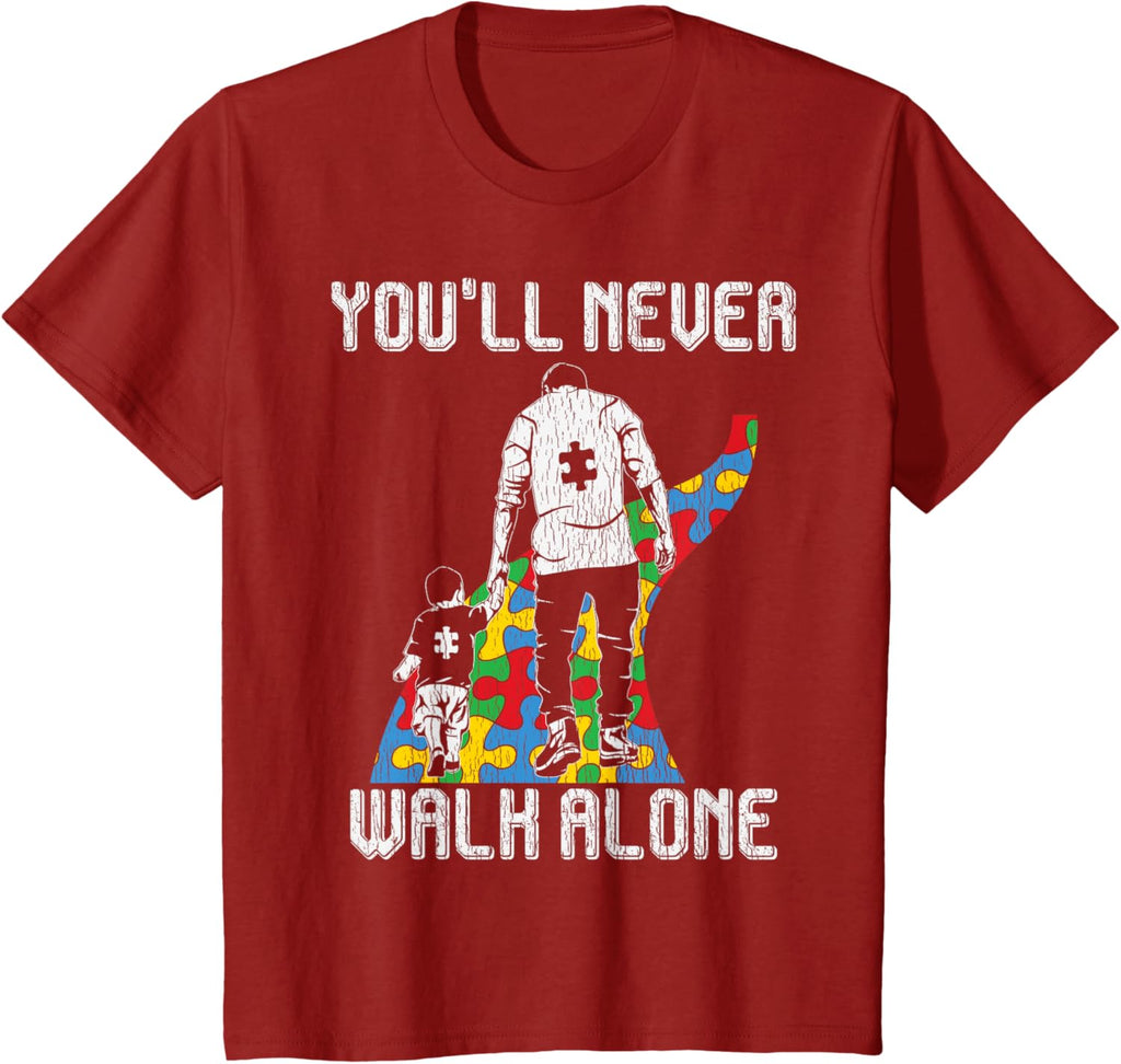 Vintage Father Son Family Autistic Kids Autism Awareness Dad