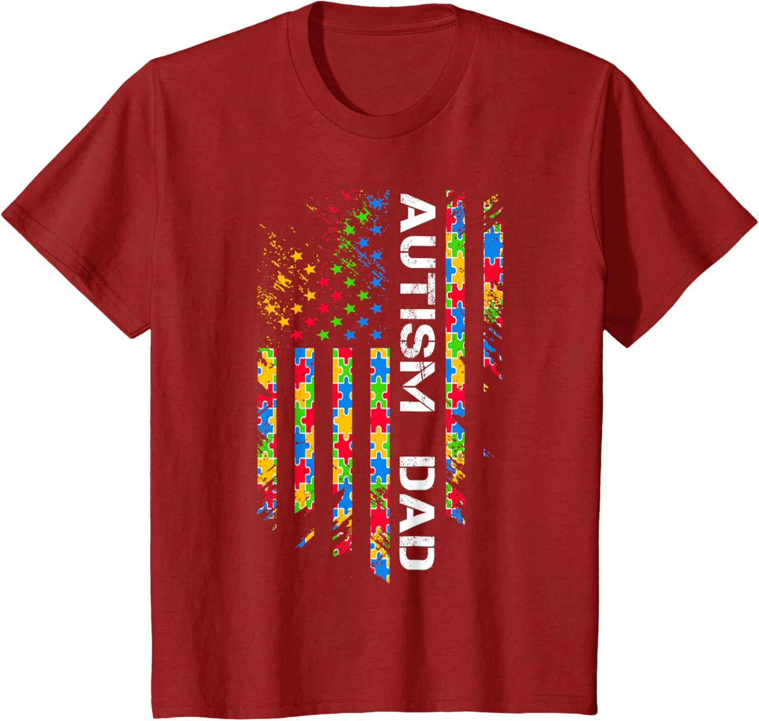 Autism Dad Awareness American Flag USA
