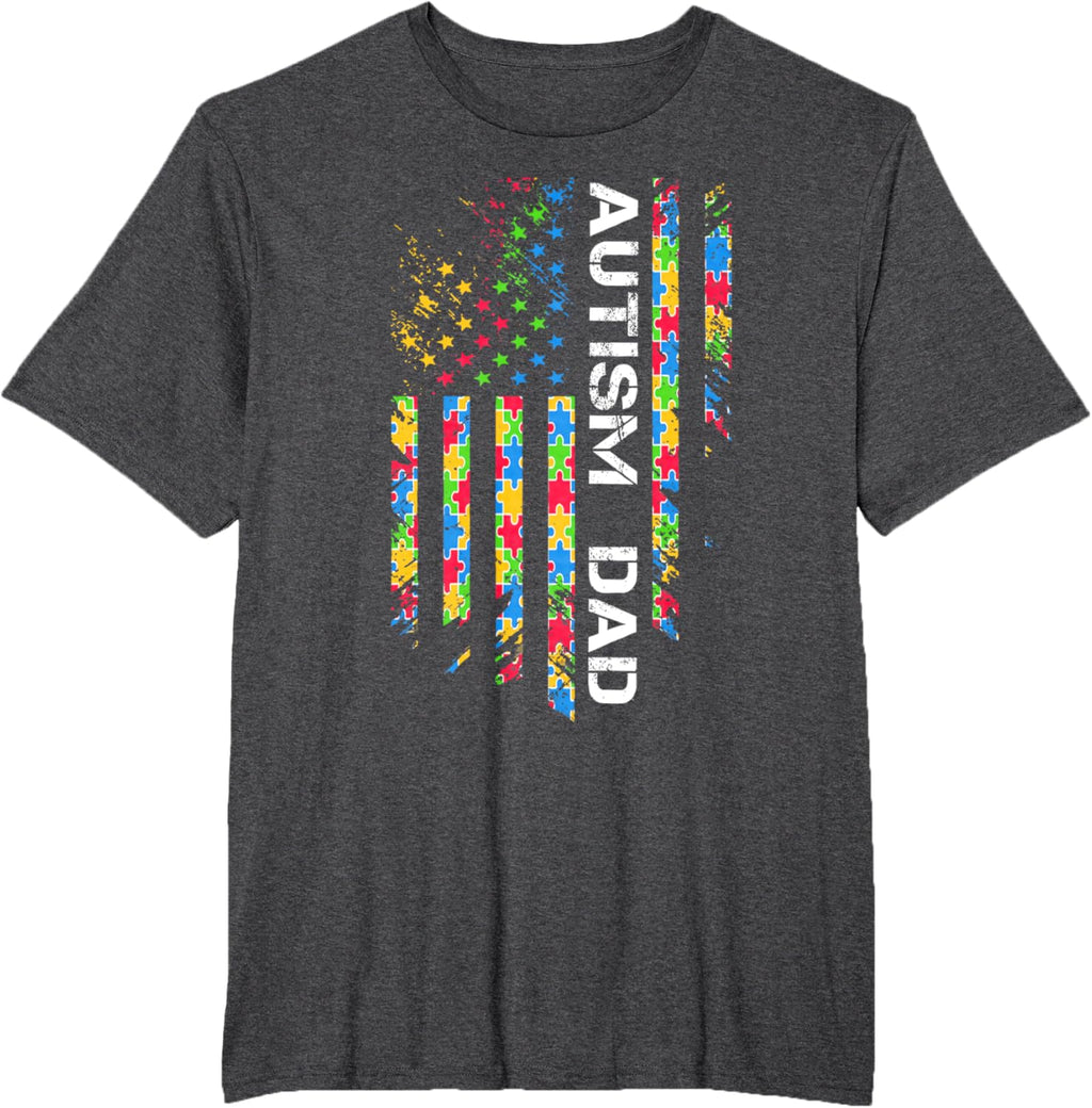 Autism Dad Awareness American Flag USA