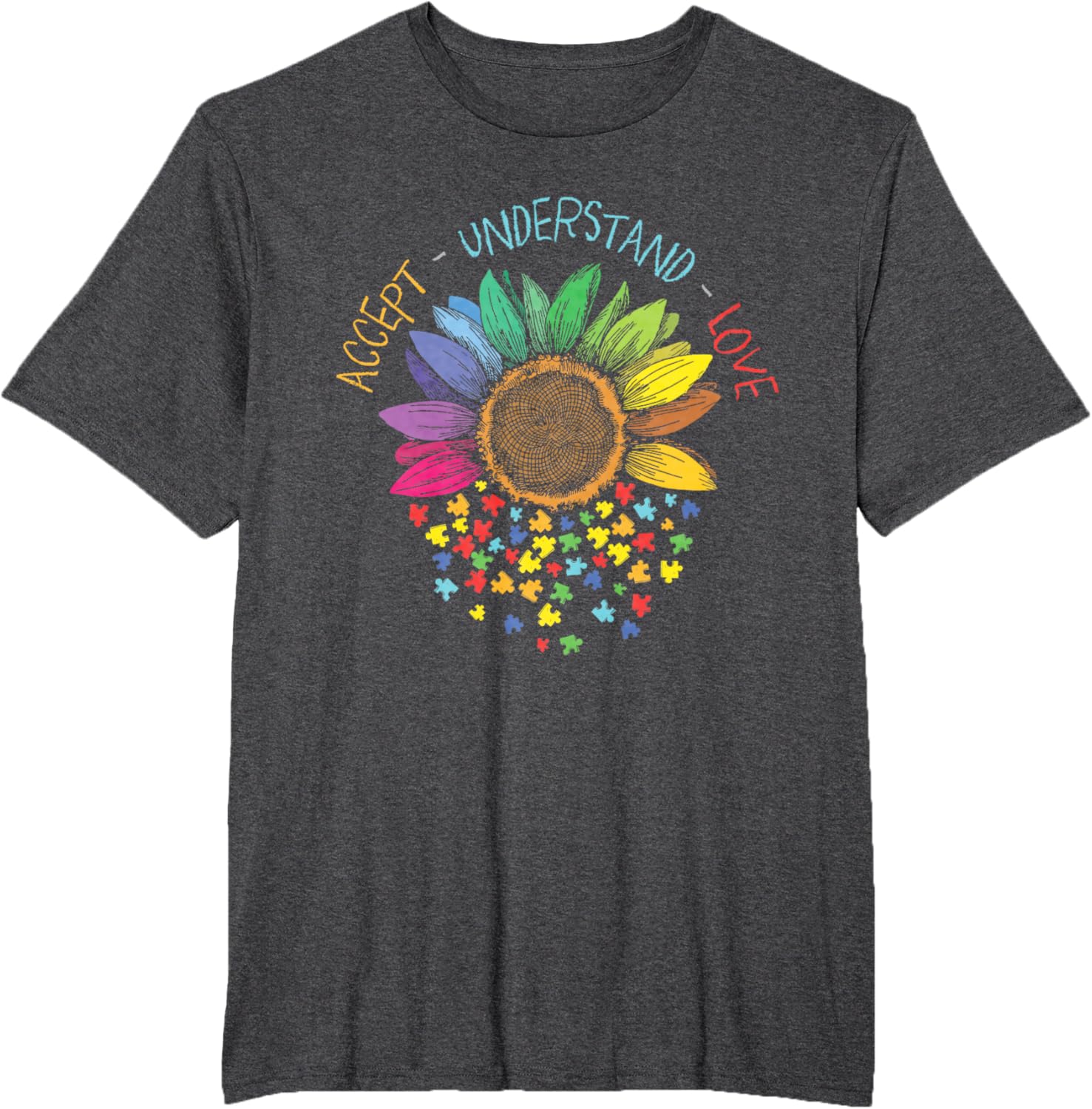 Autism Awareness Accept Understand Love ASD Rainbow Flower