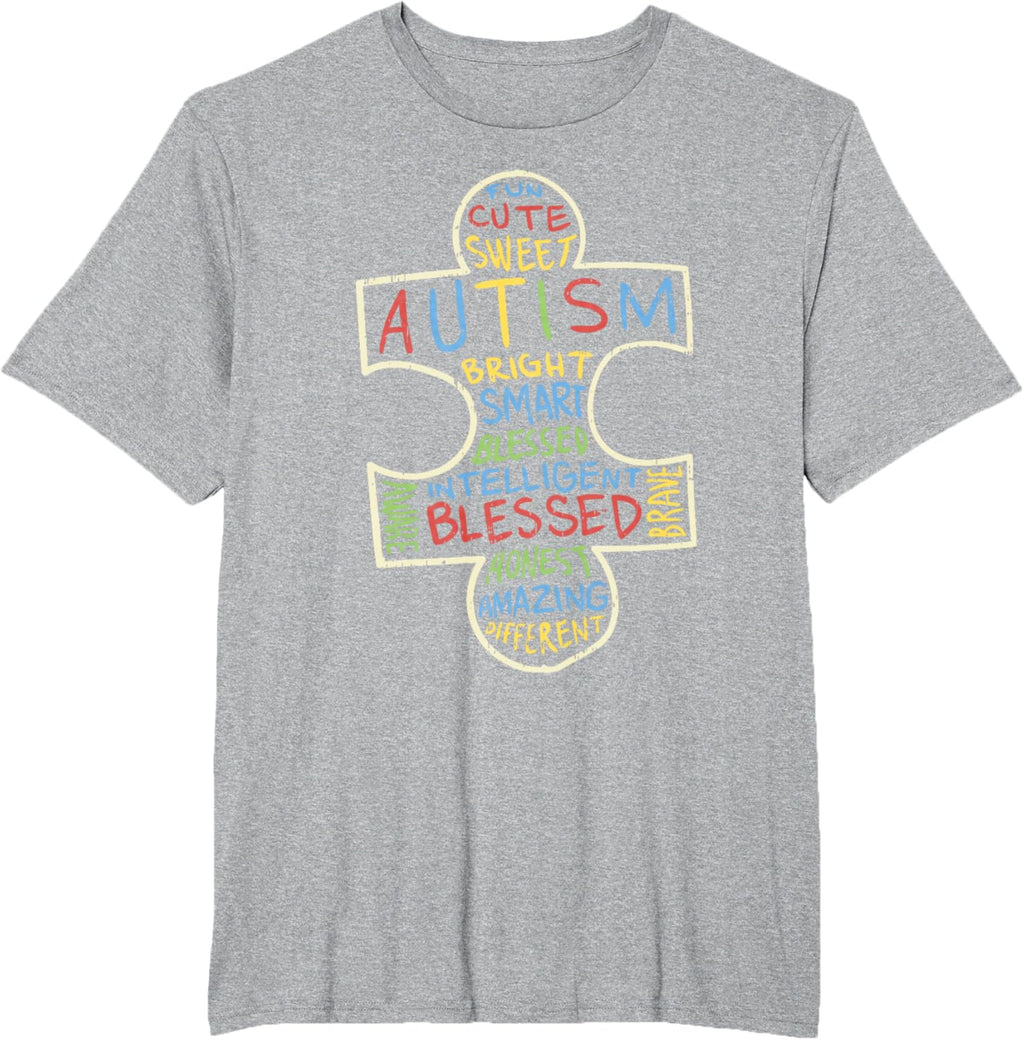Autism Awareness Shirt Puzzle Piece Words Autistic Gift
