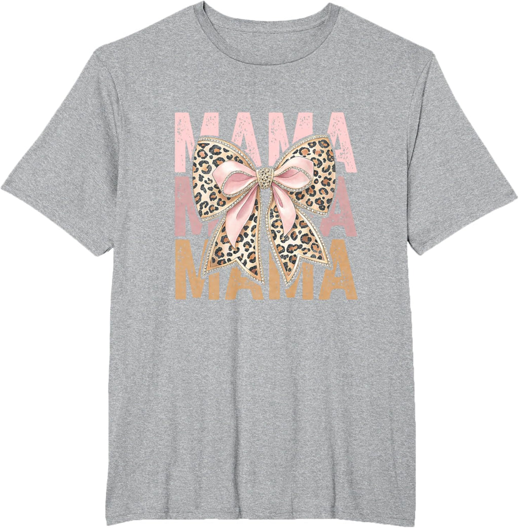 Retro Leopard Mama,Cute Mom Retro Coquette Bow Mother's Day