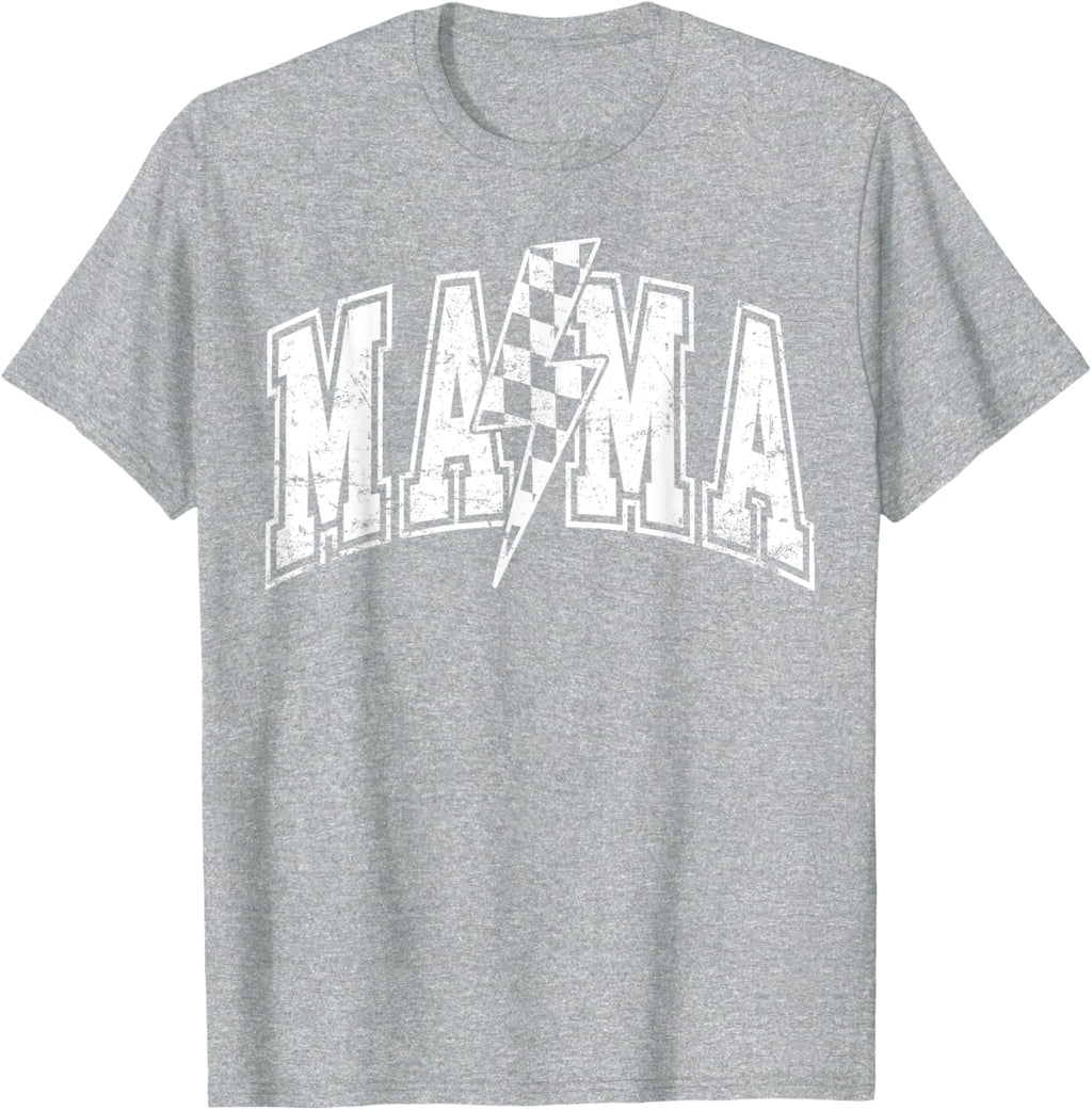 Mama Lightning Bolt Checkered Varsity Mom Women Mother's Day Mother Shirt