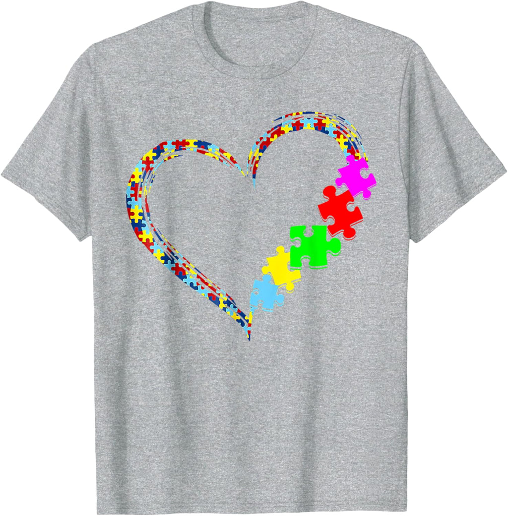 Autism Awareness Love Heart Puzzle Piece Gift Men Women